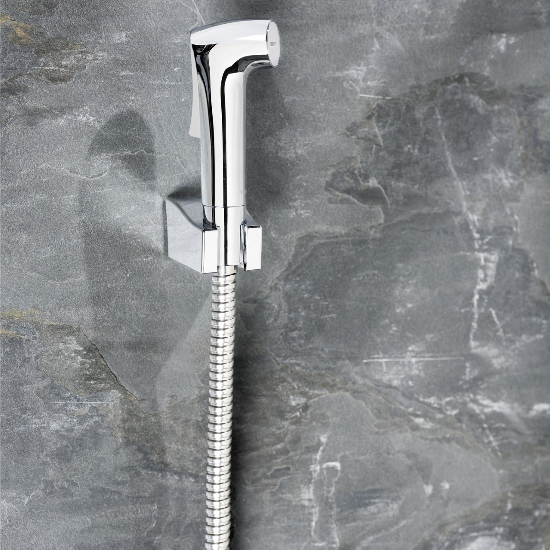 WENKO Bidet Handbrause 120 cm, Chrom glänzend + Wandhalterung + Schlauch
