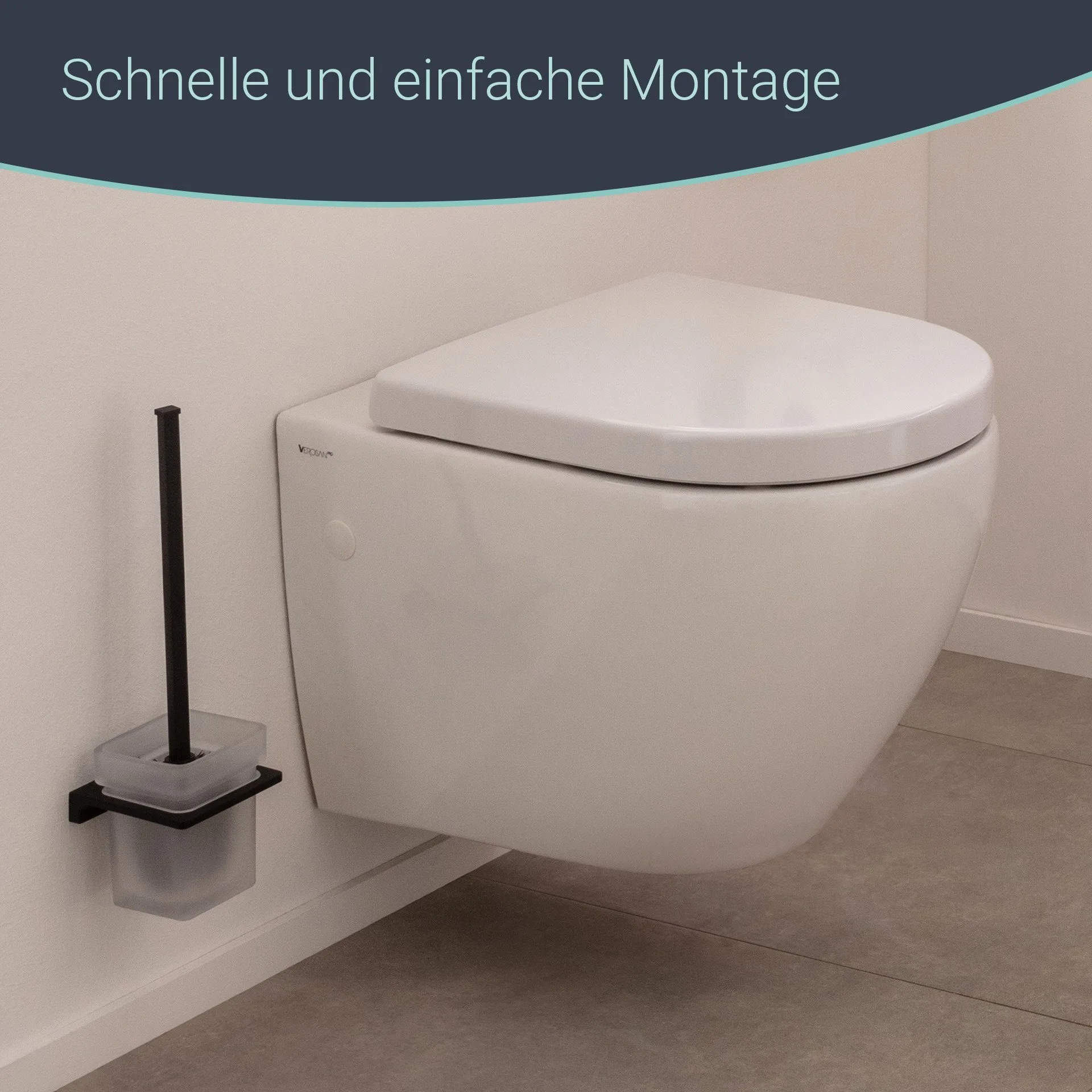 BadeDu SIRIUS Toilettenbürste mit Halter Schwarz matt