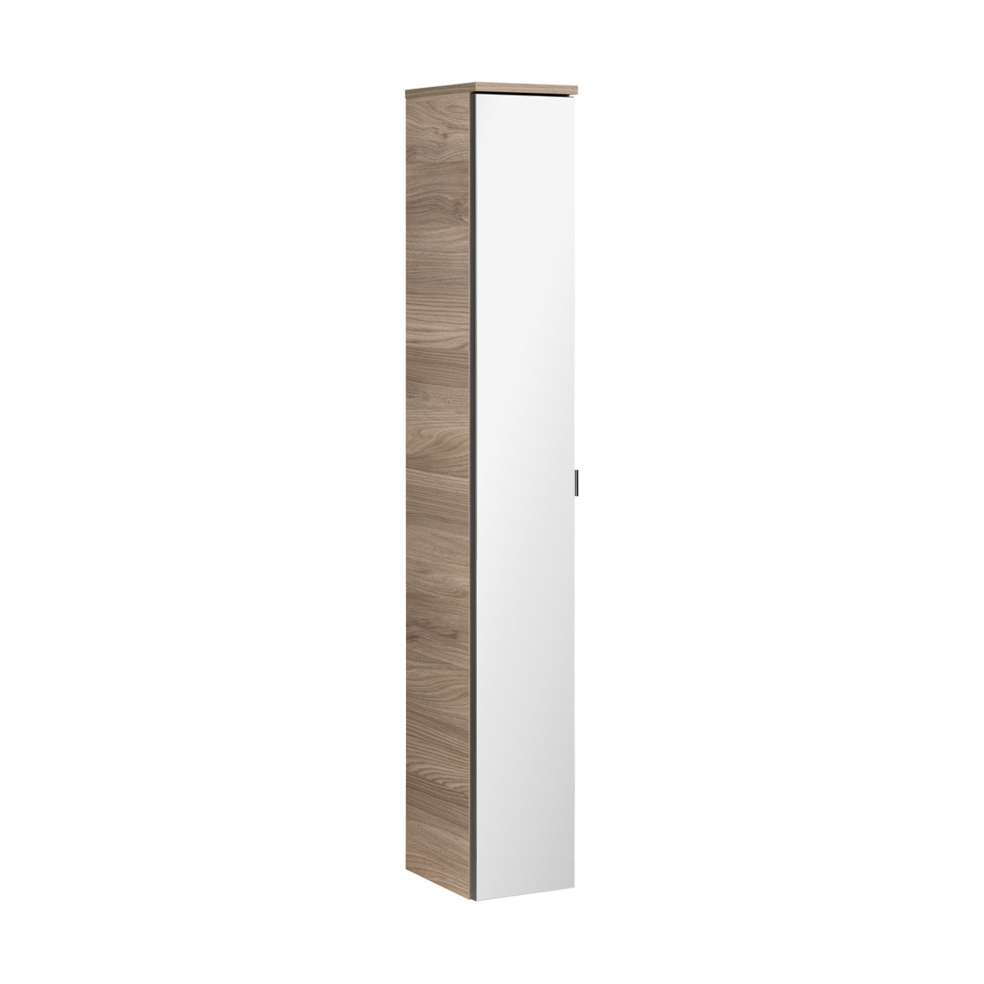 FACKELMANN LUXOR Hochschrank 20 cm breit, Braun hell, Türanschlag links + Spiegel