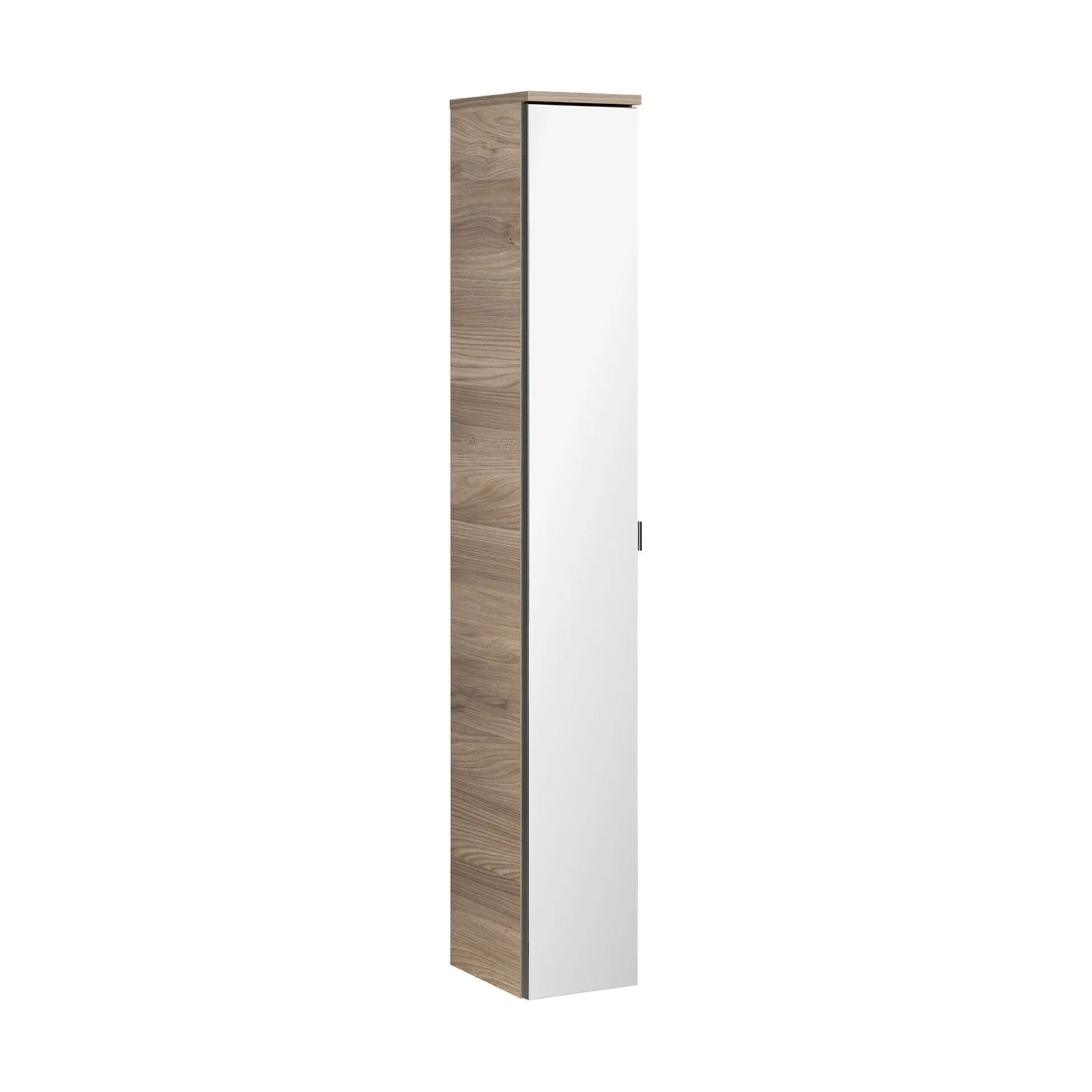 FACKELMANN LUXOR Hochschrank 20 cm breit, Braun hell, Türanschlag links + Spiegel