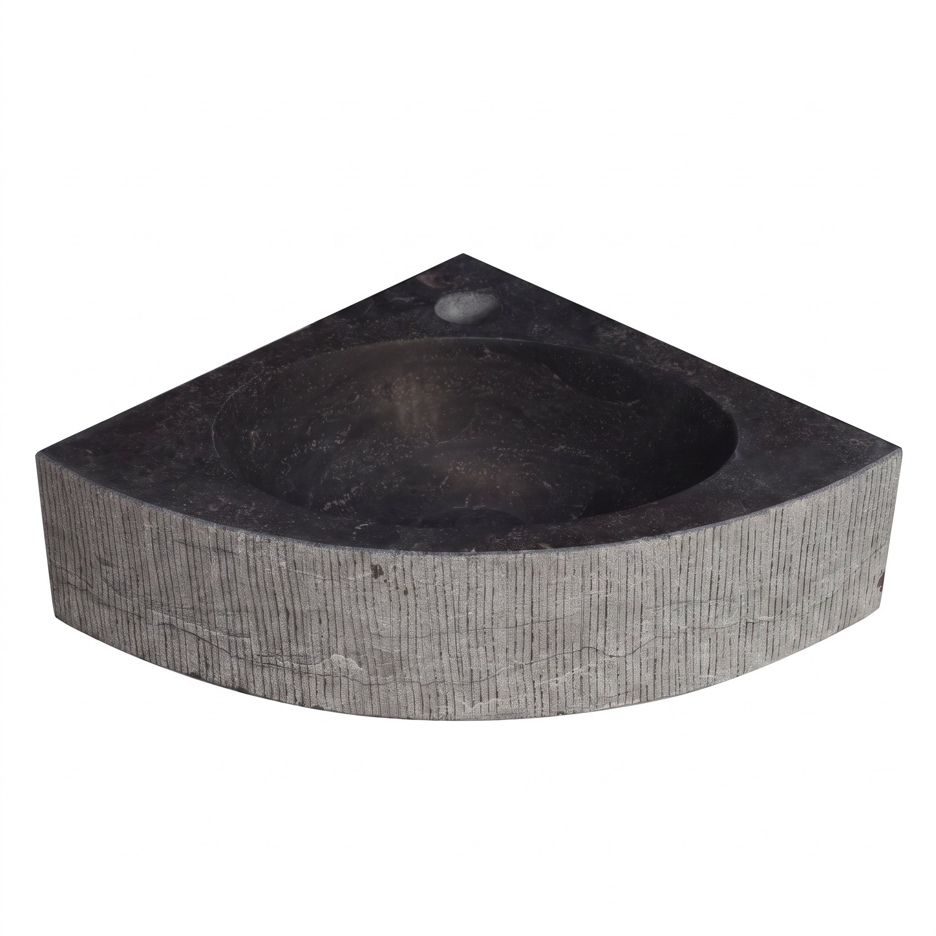FORZALAQUA TURINO Waschbecken 30 cm breit, Bluestone, Naturstein, mit Hahnloch