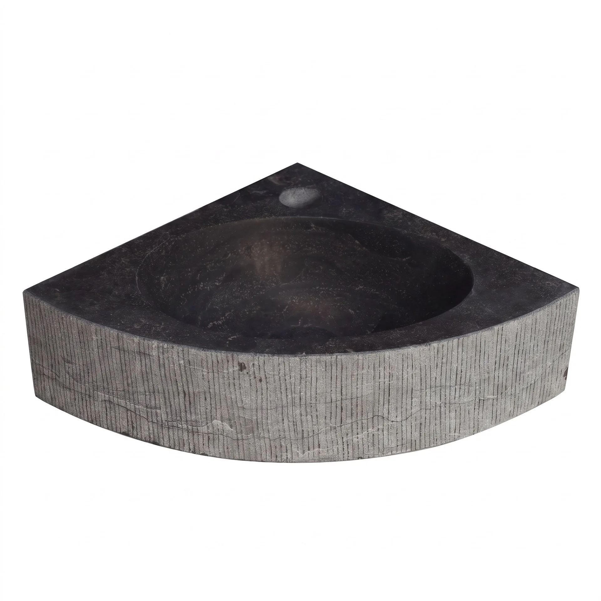 FORZALAQUA TURINO Waschbecken 30 cm breit, Bluestone, Naturstein, mit Hahnloch