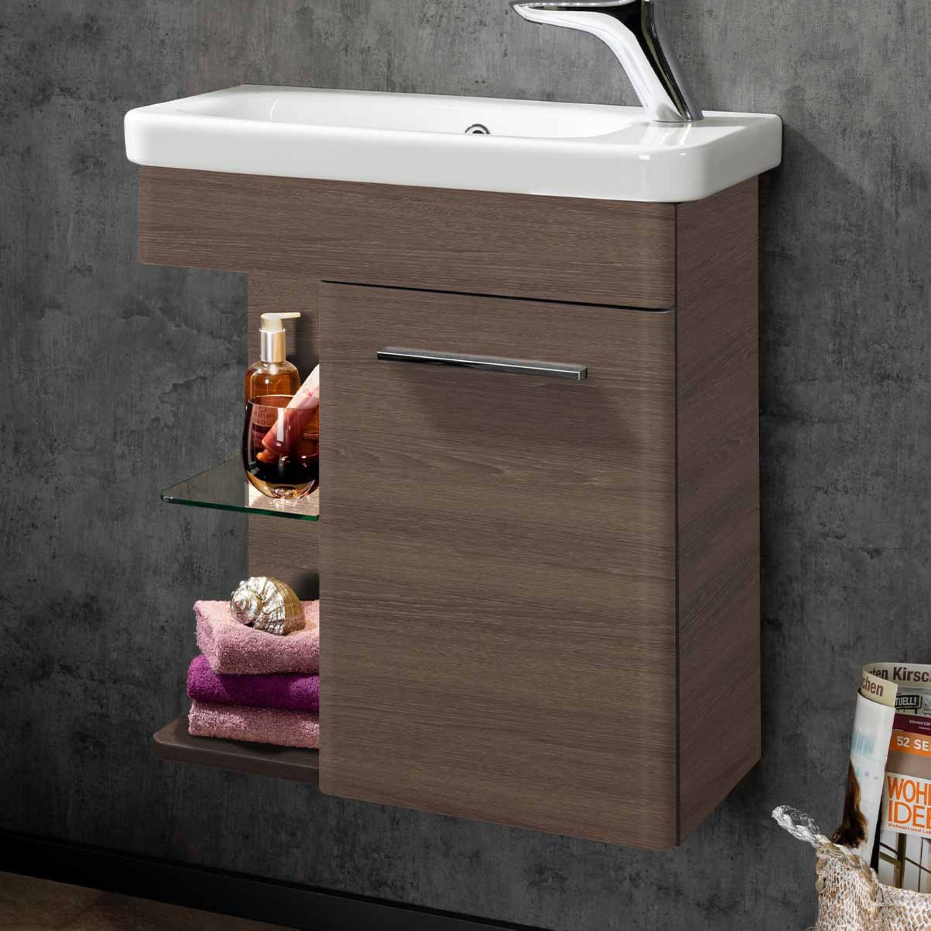 LANZET K8 Gäste WC Set 60 cm Dunkelbraun