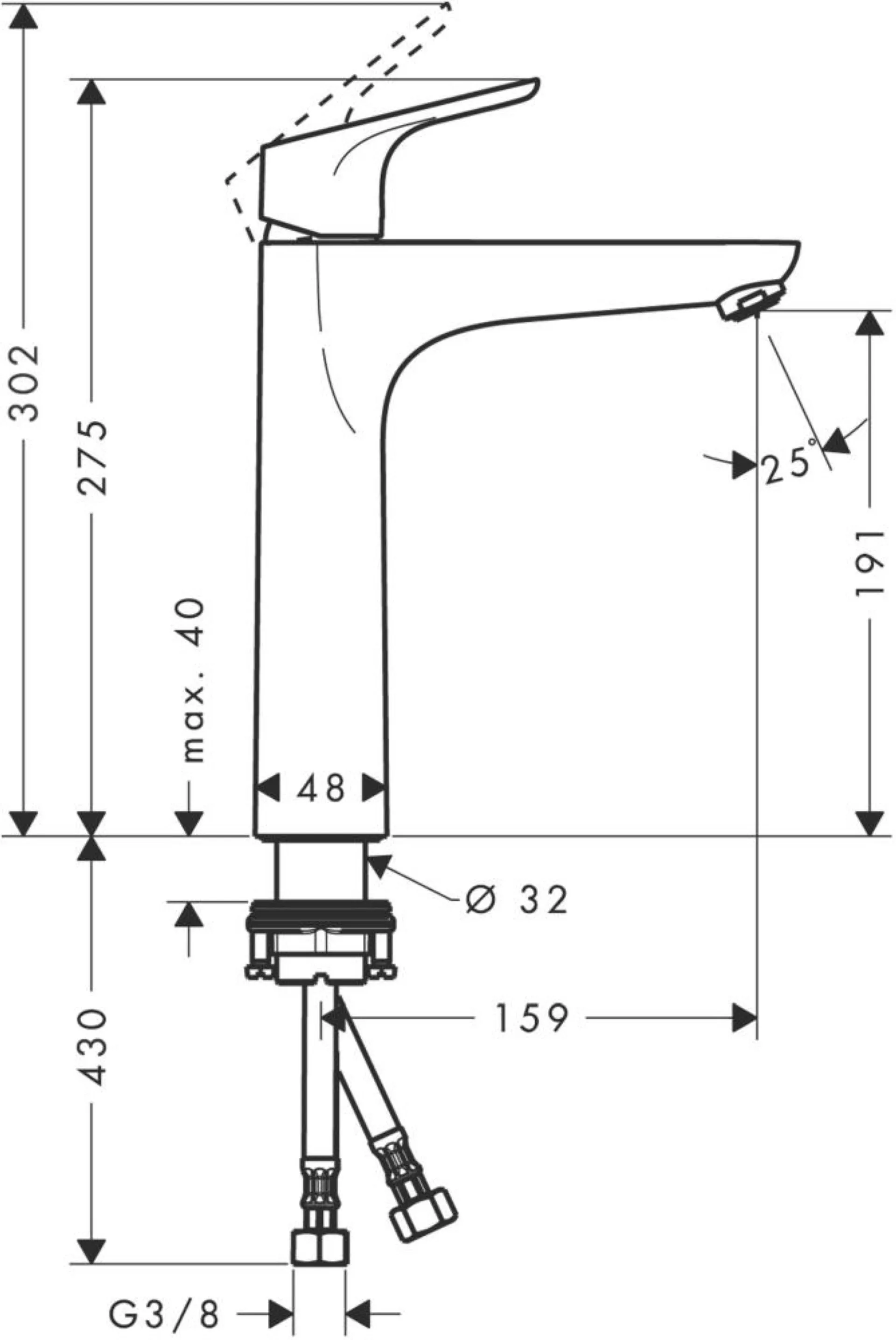 HANSGROHE FOCUS 190 Waschtischarmatur, Chrom, ohne Ablaufgarnitur
