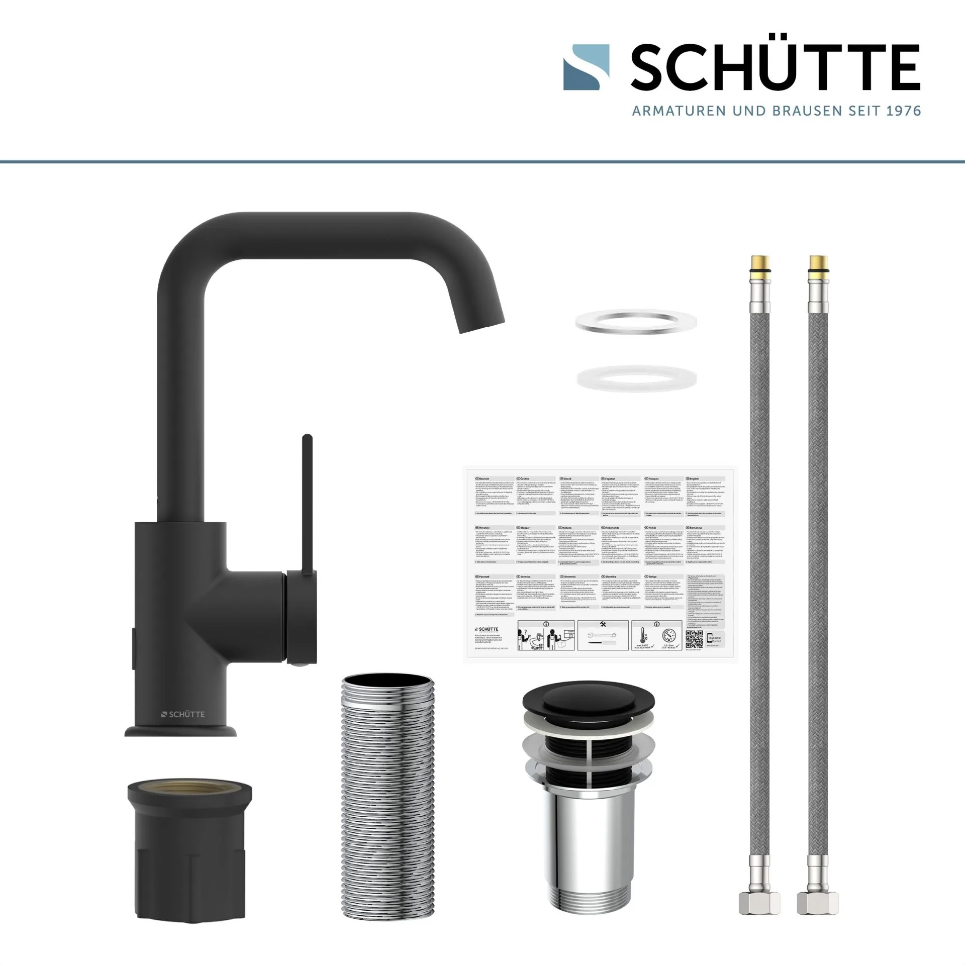SCHÜTTE LOS ANGELES Waschtischarmatur, Schwarz matt, schwenkbar