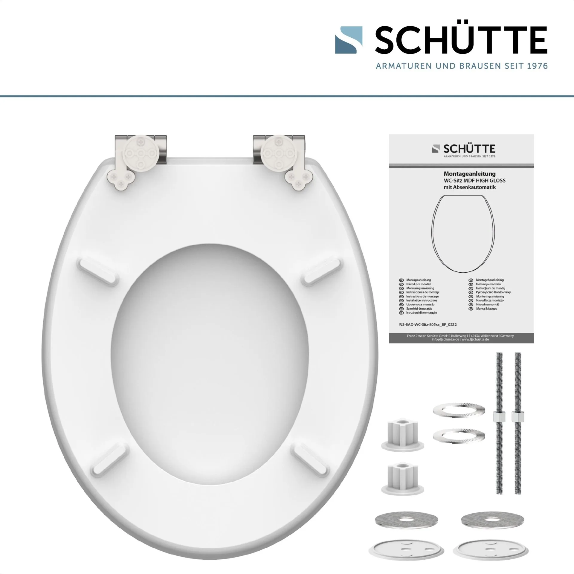 SCHÜTTE GREY STEEL WC-Sitz, MDF HG, Grau mit Absenkautomatik