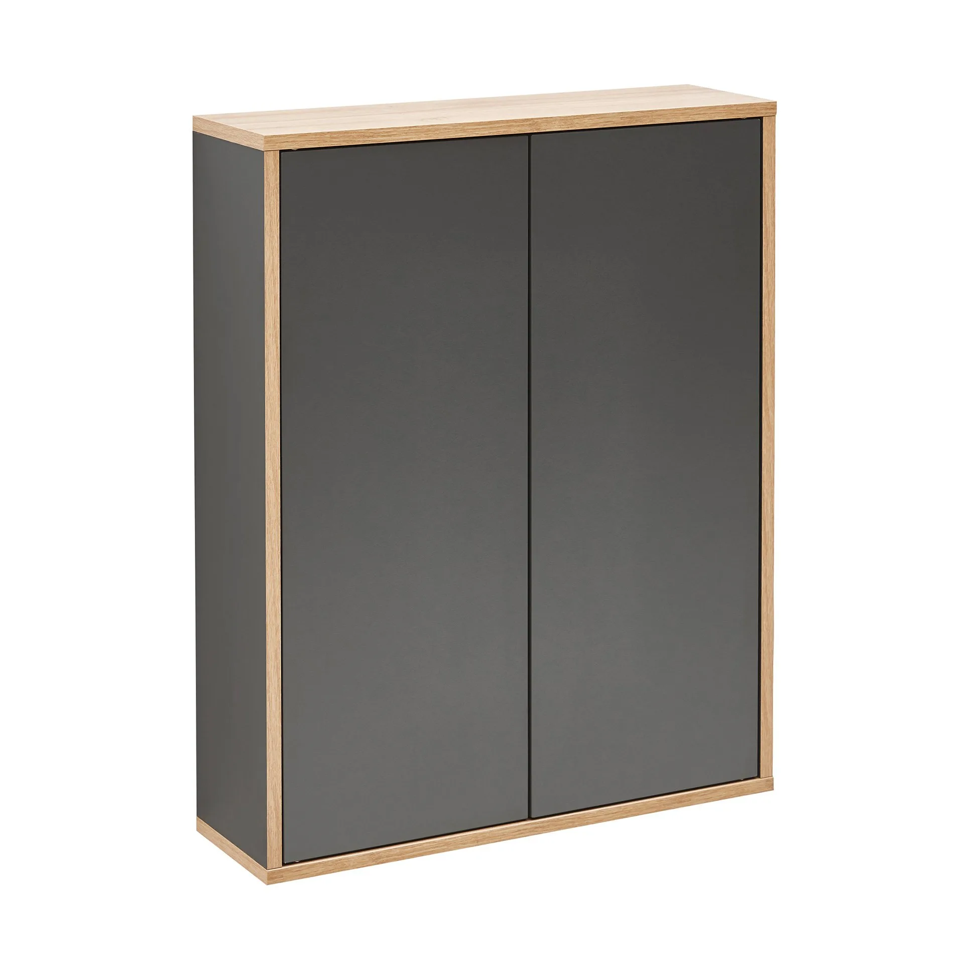 FACKELMANN FINN Doppel Hängeschrank 60 cm breit, Anthrazit/Braun hell