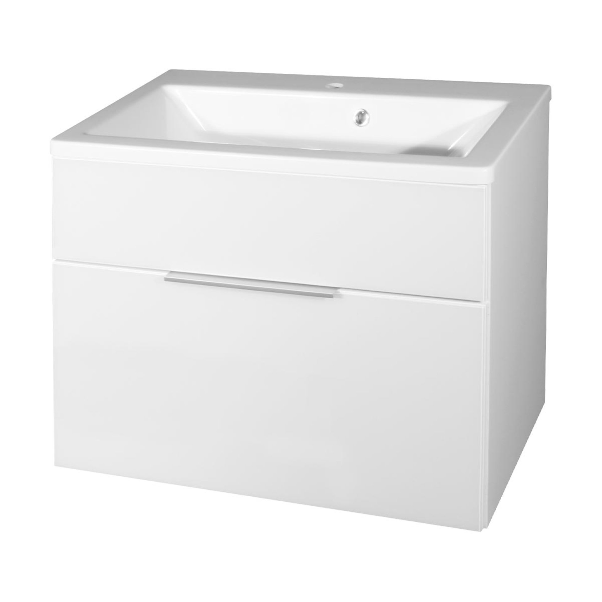 Fackelmann KARA Badmöbel Set 2-teilig 80cm, Weiß, Gussmarmor, 1 Schublade