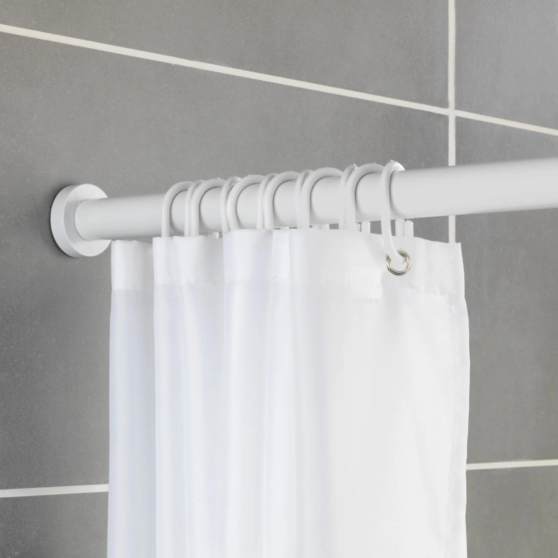 WENKO LUZ Teleskop Duschstange 70-115 cm, Weiß, Aluminium rostfrei