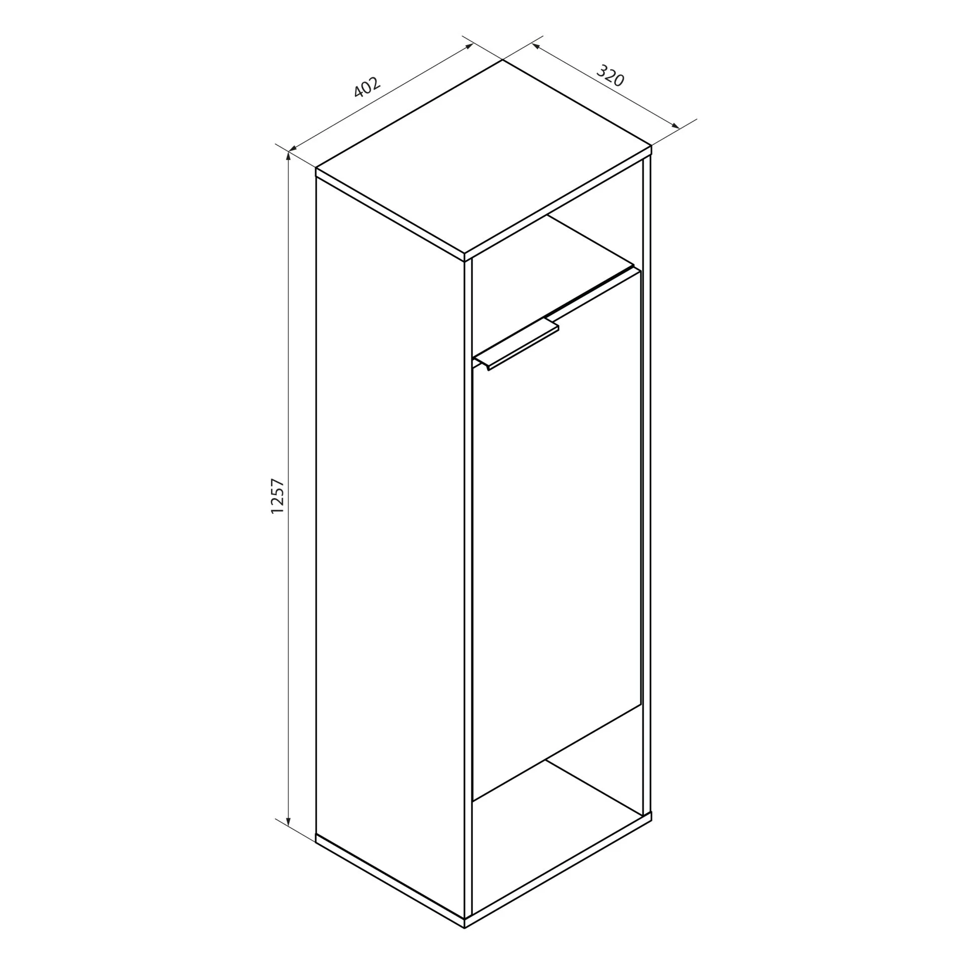 FACKELMANN B.PARIS Midischrank 40 cm breit, Grau, Türanschlag rechts