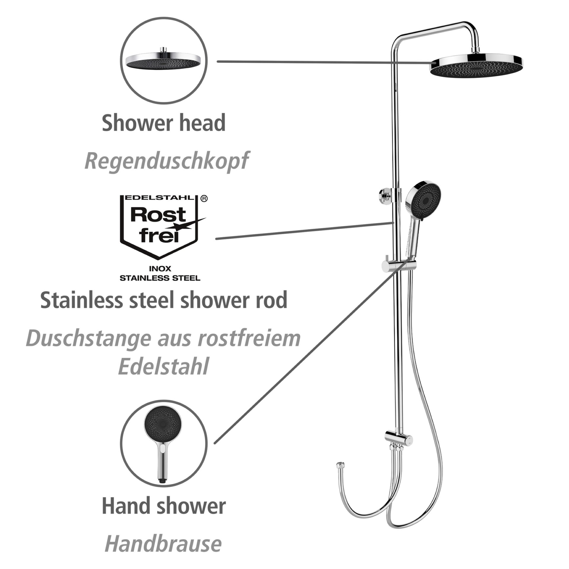 WENKO SOFTWATER Duschsystem, Chrom/Grau
