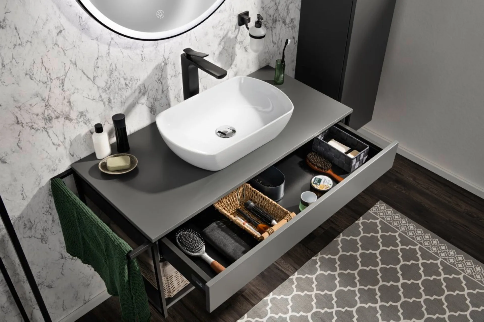 FACKELMANN NEW YORK Aufsatzwaschbecken 50 cm breit, Weiß, Keramik