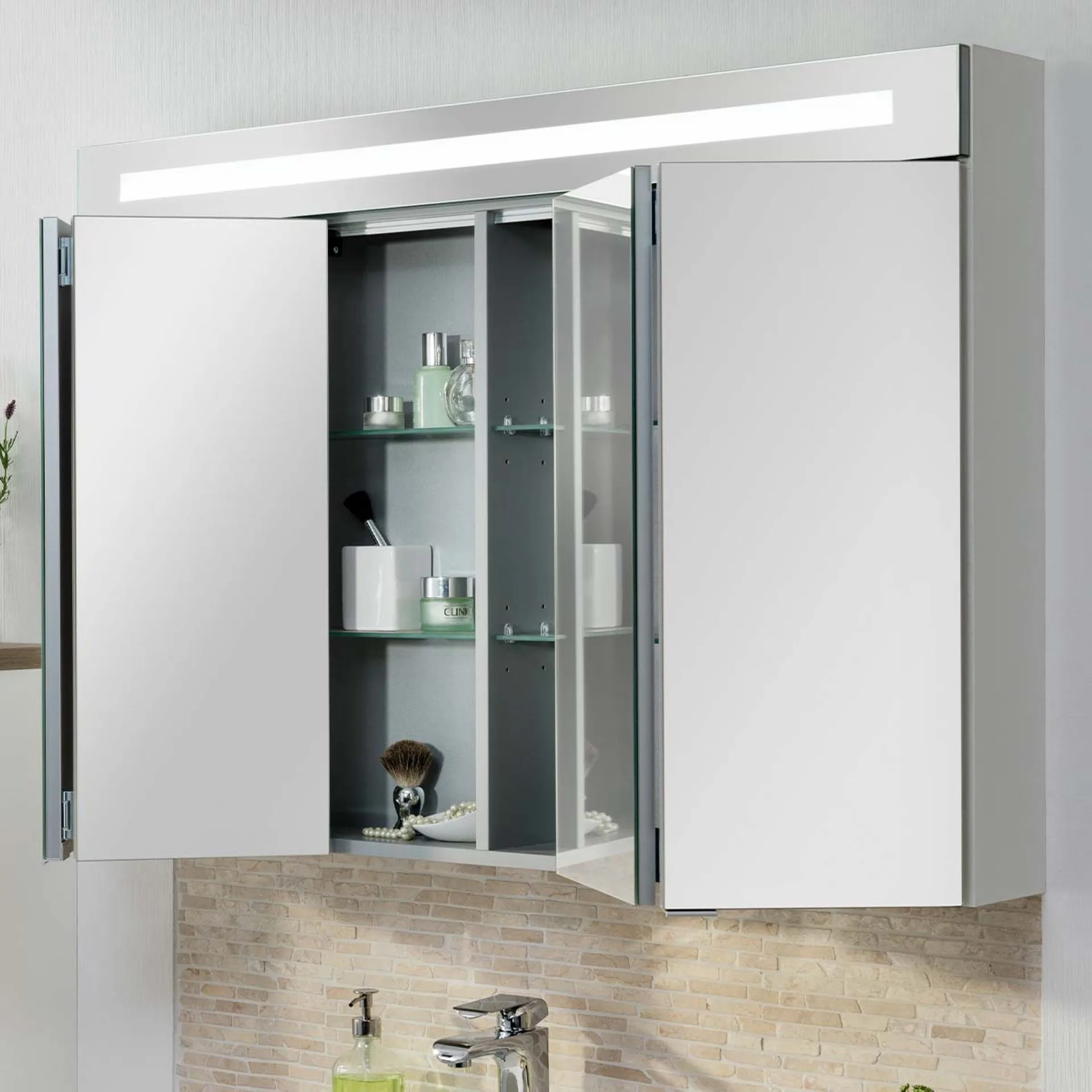 FACKELMANN TWINDY LED Spiegelschrank 110 cm breit, Weiß