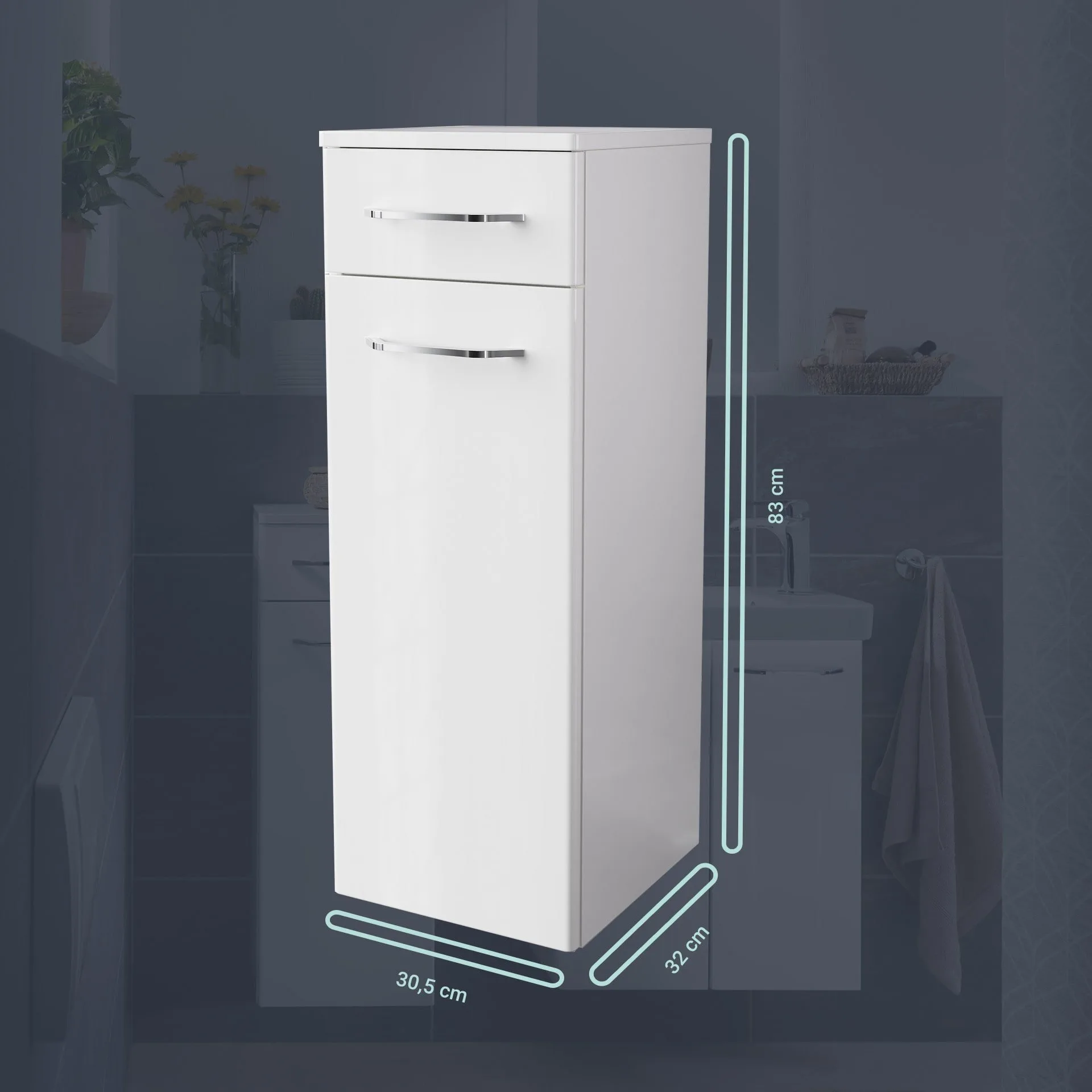 FACKELMANN MILANO Midischrank 30 cm breit, Weiß