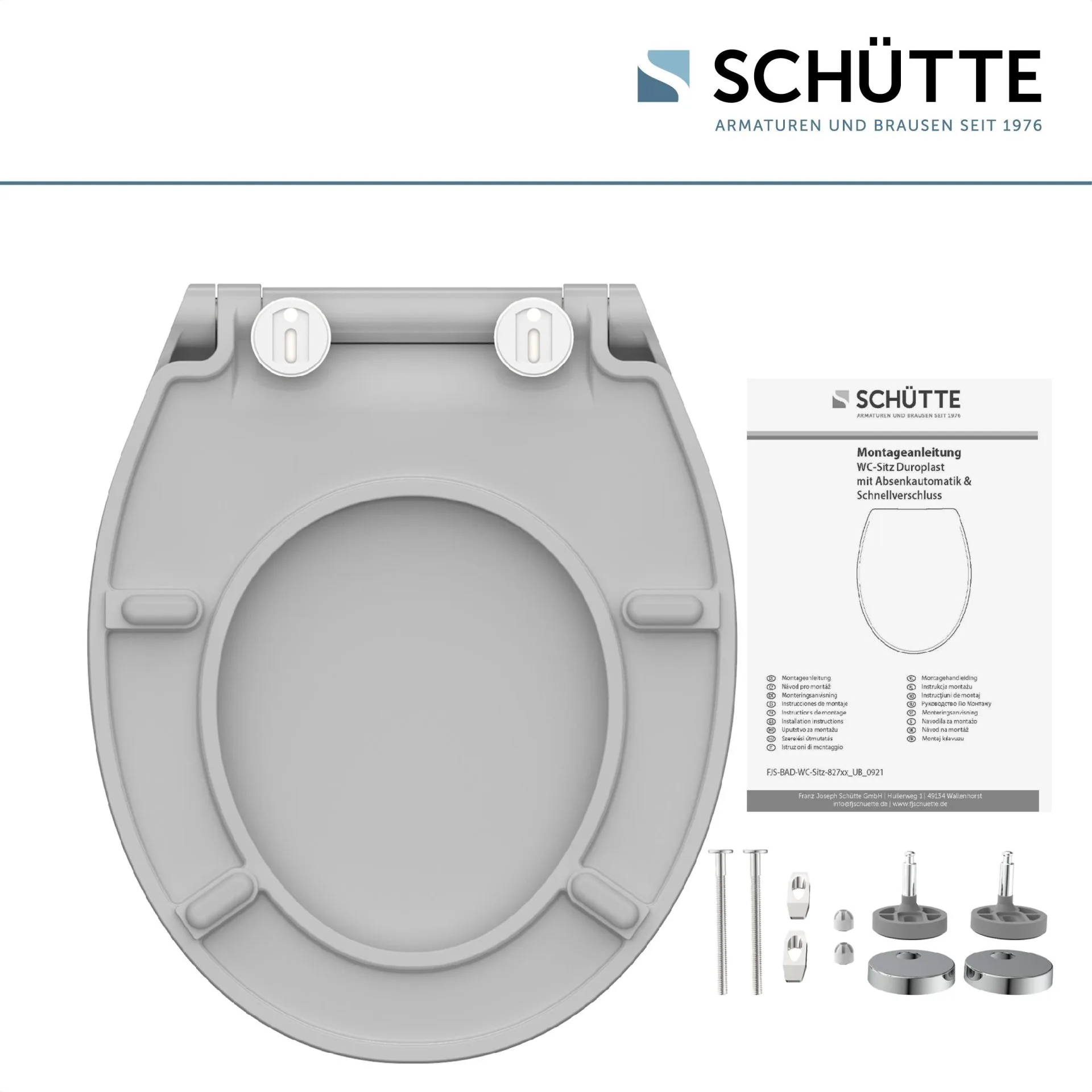SCHÜTTE SLIM GREY WC-Sitz, Kunststoff, mit Absenkautomatik und Schnellverschluss