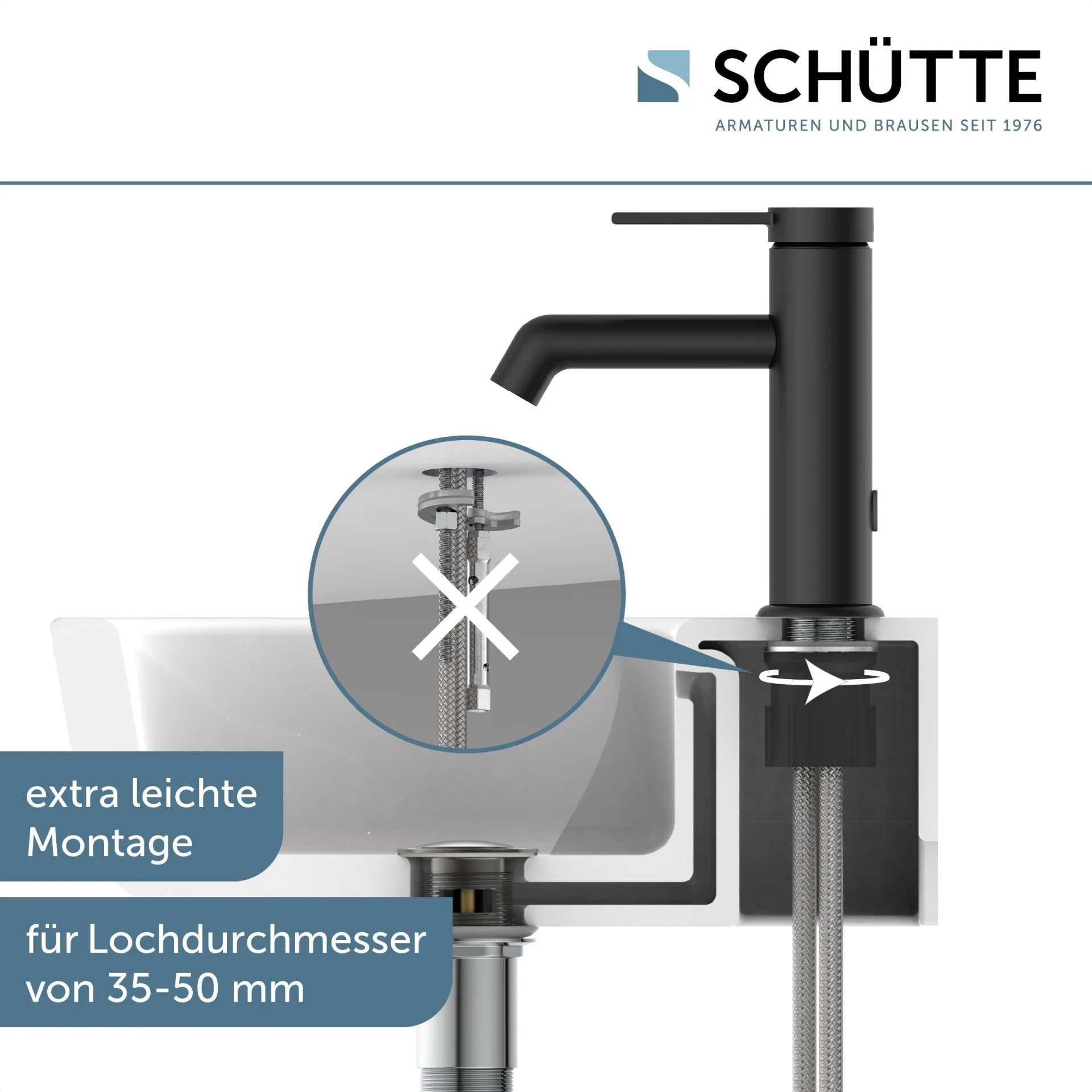 SCHÜTTE LOS ANGELES Waschtischarmatur, Schwarz matt
