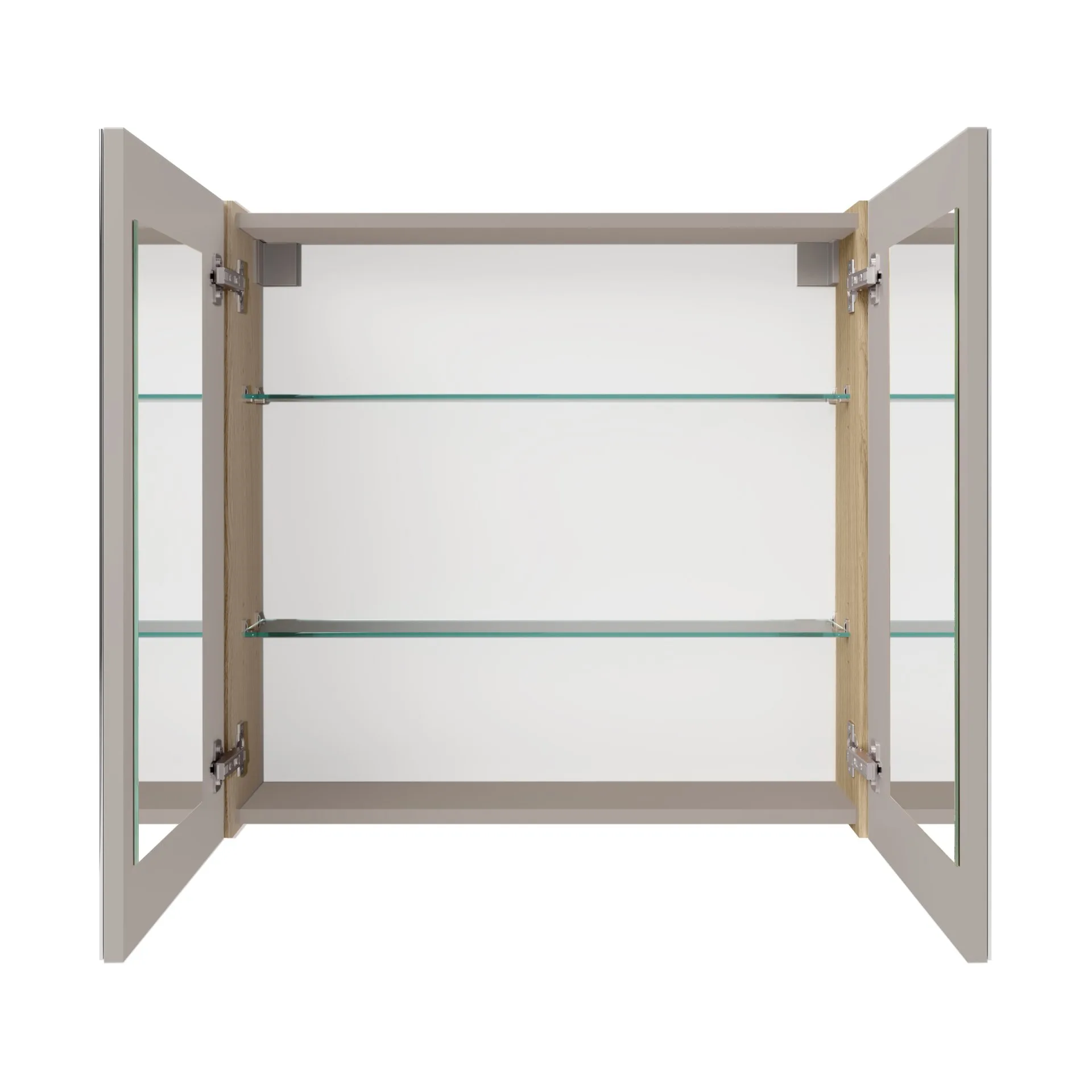 FACKELMANN COMPACT LINE Waschtisch Set mit Spiegelschrank 71 cm breit, Braun hell, Waschbecken Keramik Weiß, inklusive Aufsatzleuchte und Elektro-Box, 1 Schublade