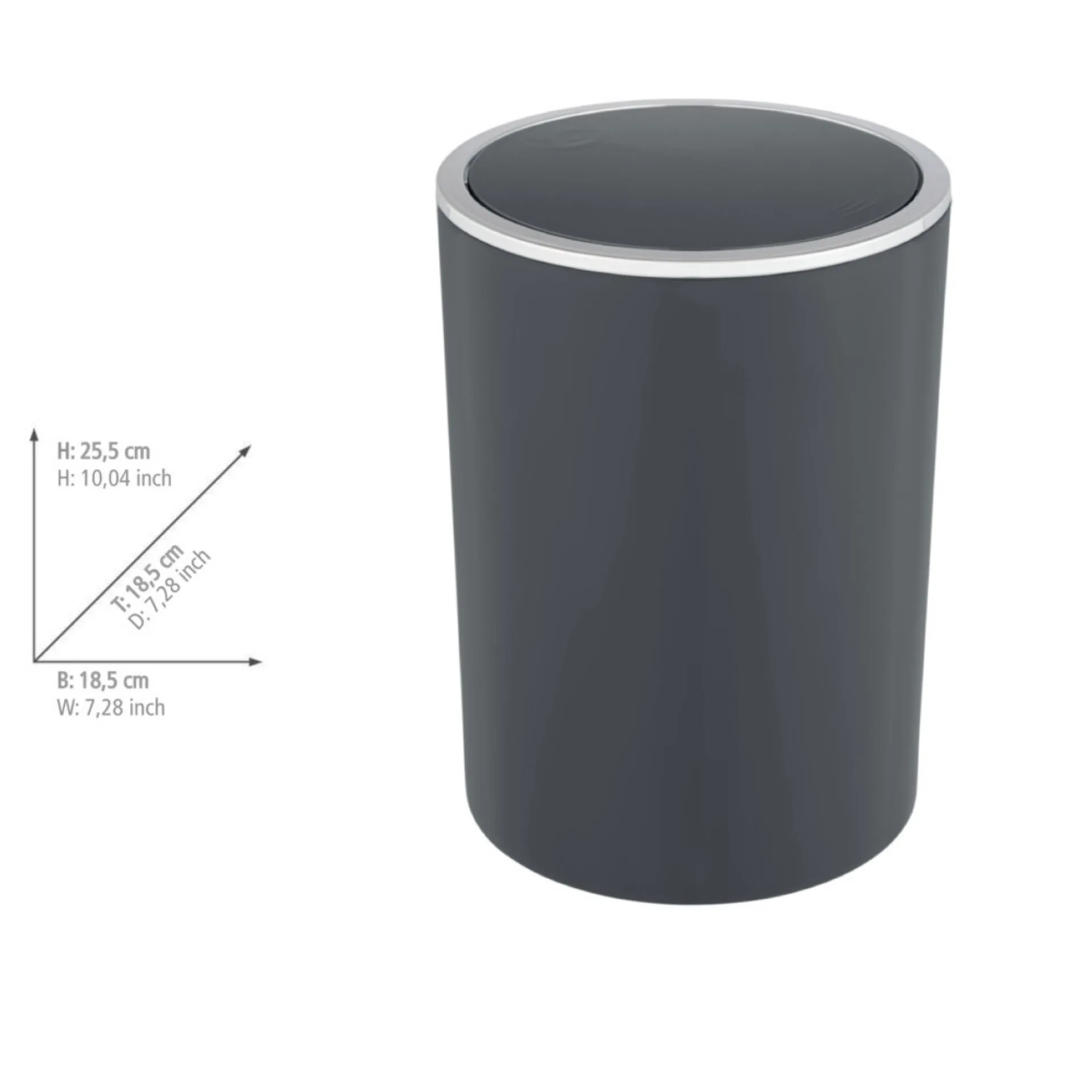 WENKO INCA Kosmetikeimer 5 Liter, Schwarz