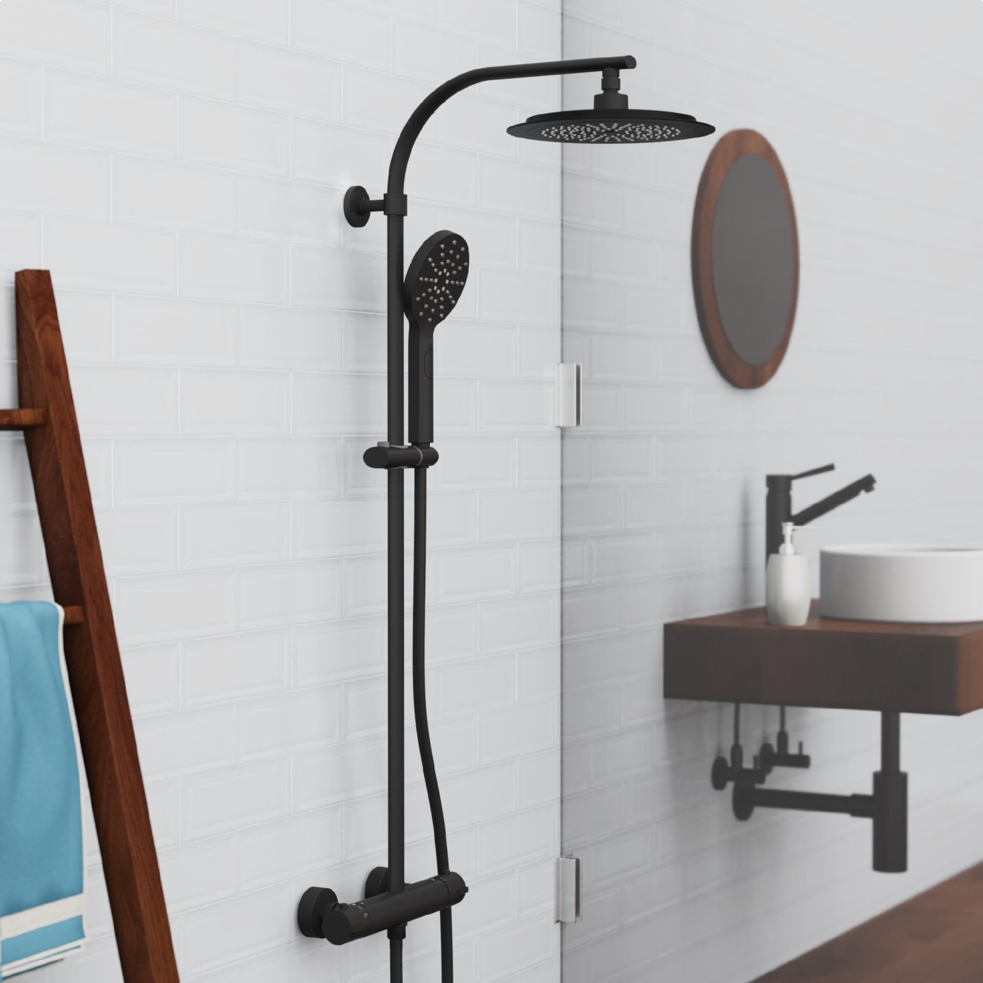 SCHÜTTE MADURA FRESH Überkopf-Brauseset, Schwarz matt