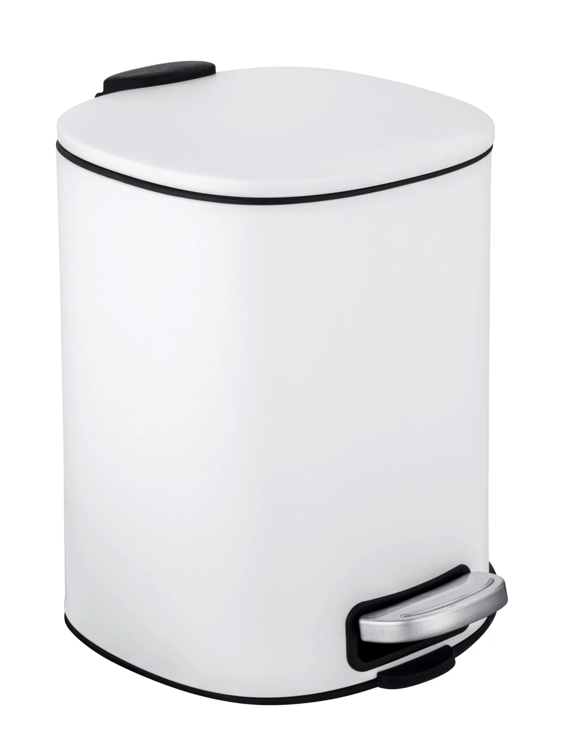 WENKO ALASSIO Kosmetikeimer 5 Liter, Weiß, Edelstahl, mit Absenkautomatik
