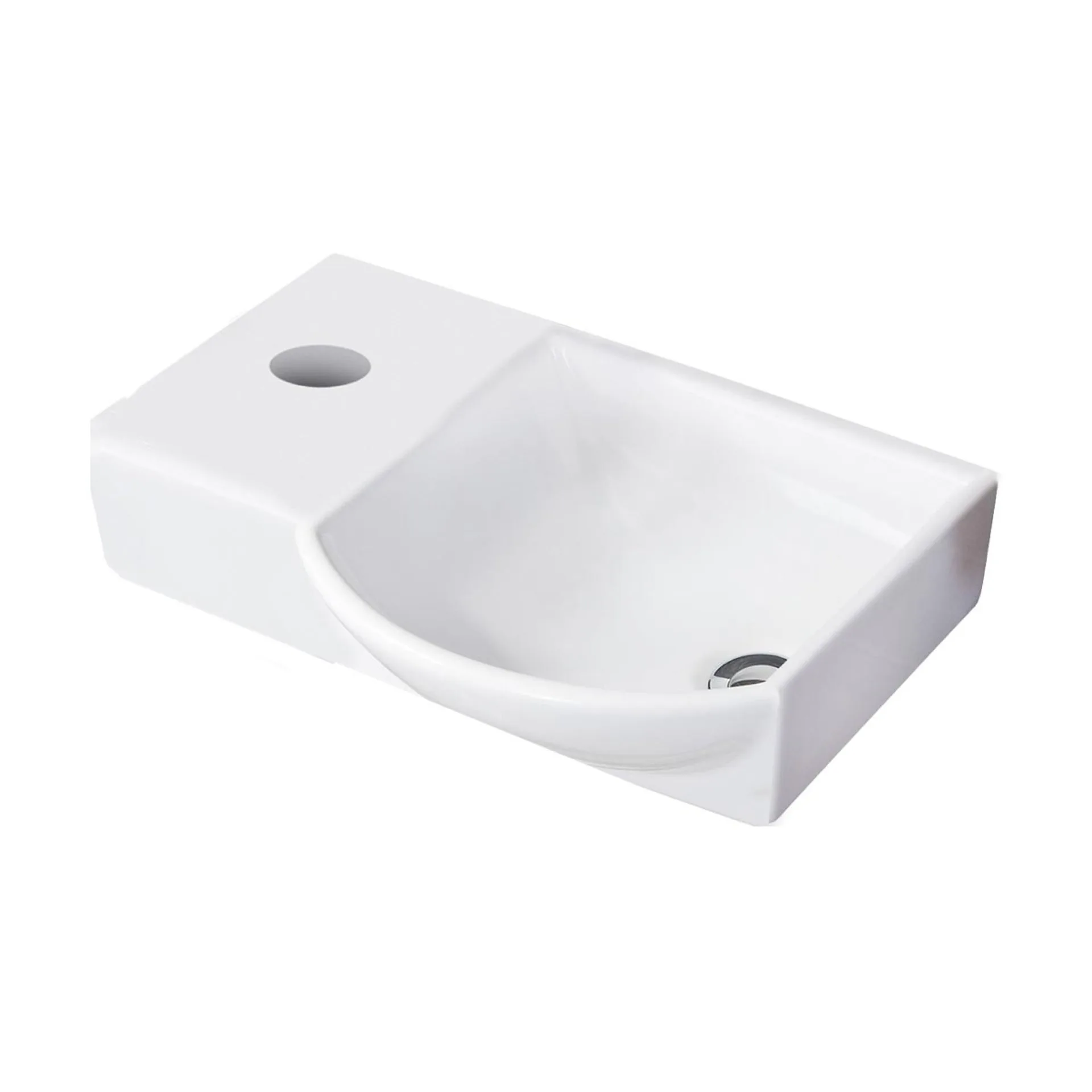 FACKELMANN SBC SCENO Gäste WC Waschtisch Set 45 cm breit, Weiß, Waschbecken Keramik Weiß, Türanschlag rechts