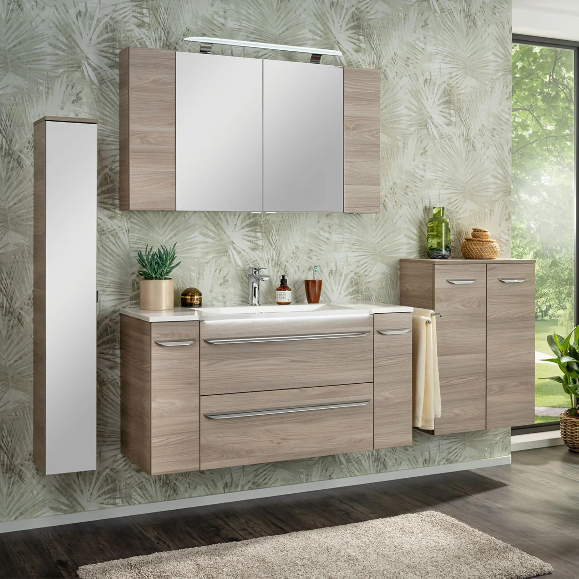 FACKELMANN LUXOR Waschbecken 120 cm breit, Weiß, Gussmarmor