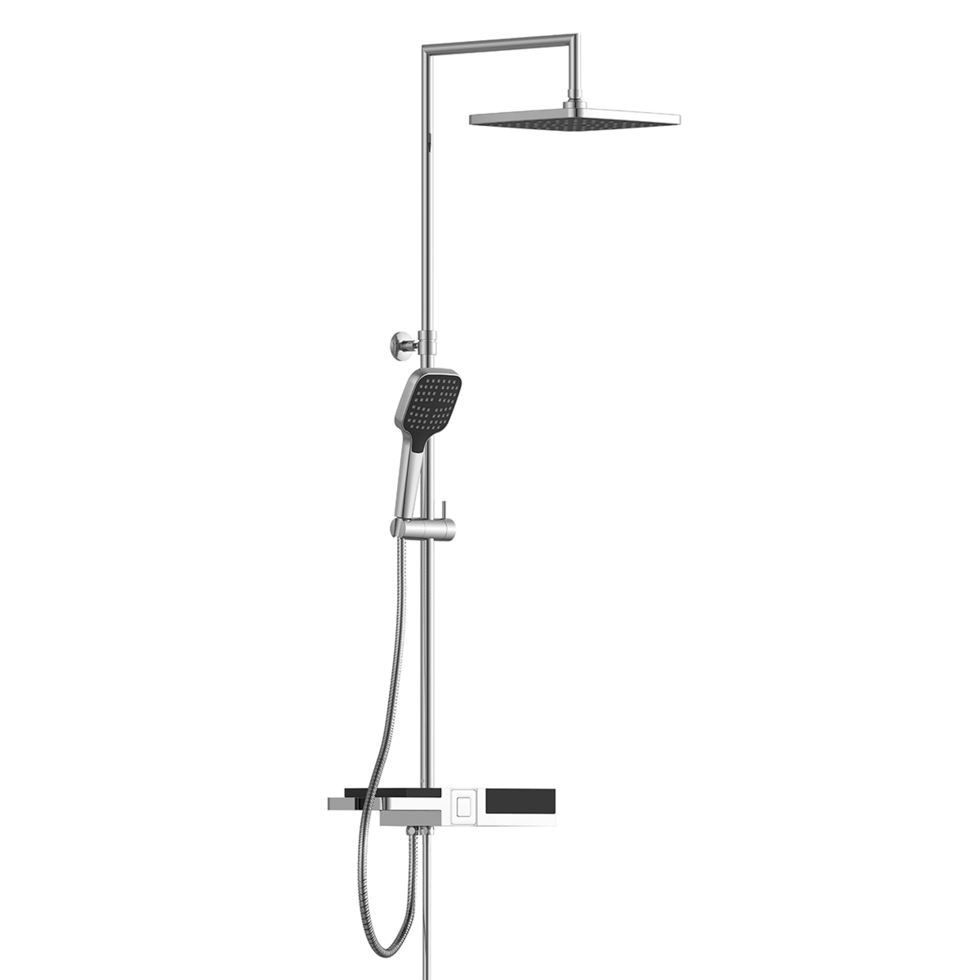 Schütte BLUEPERL Überkopf-Brauseset, Chrom/Schwarz, mit Ablage