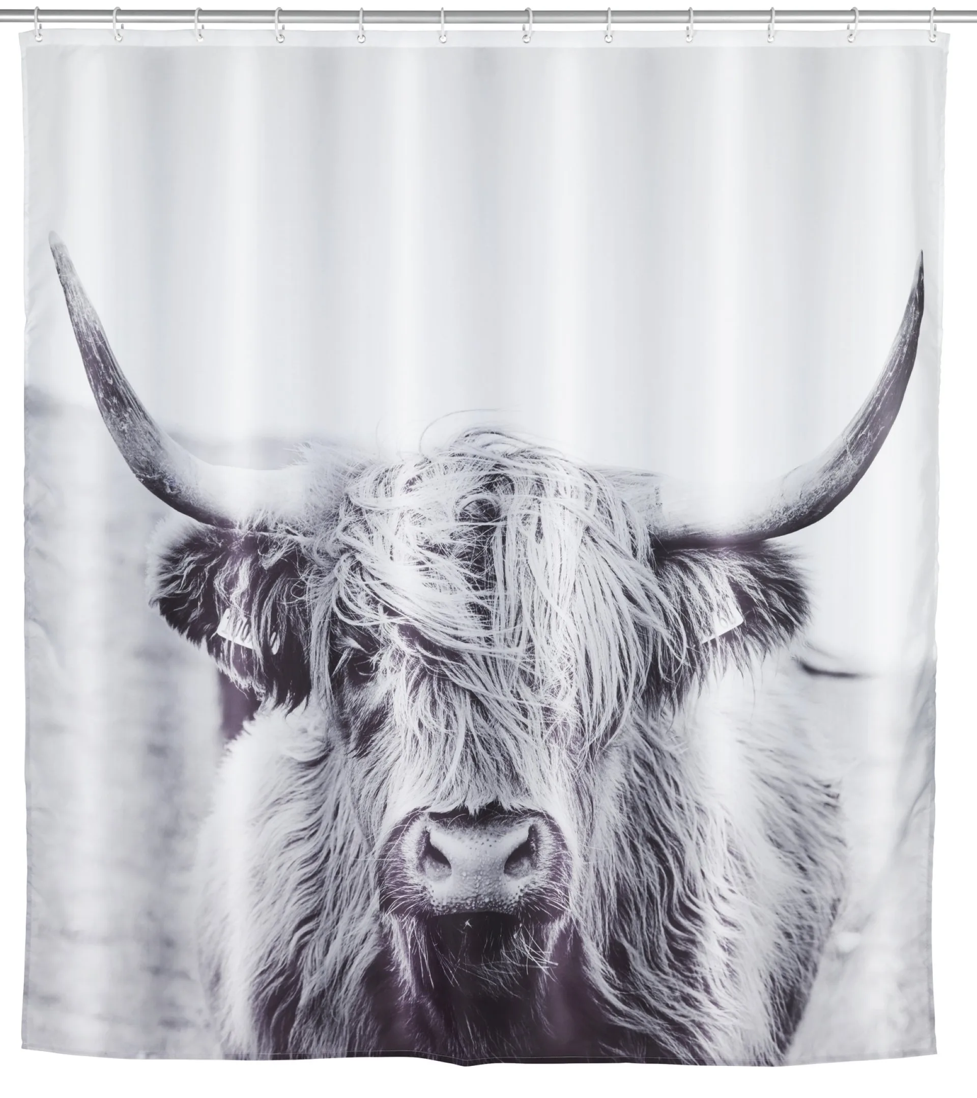 WENKO YAK Duschvorhang 180 x 200 cm, Weiß/Grau