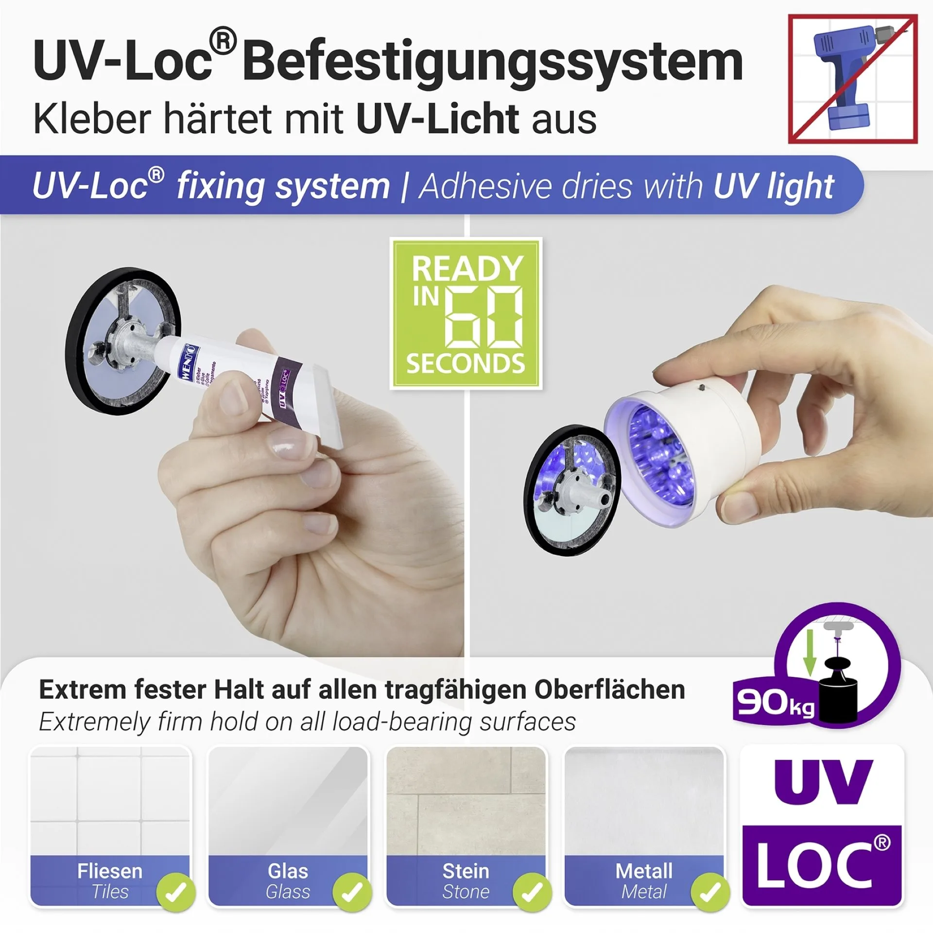 WENKO ISERA Handtuchhalter 40 cm breit, Chrom, UV-Loc