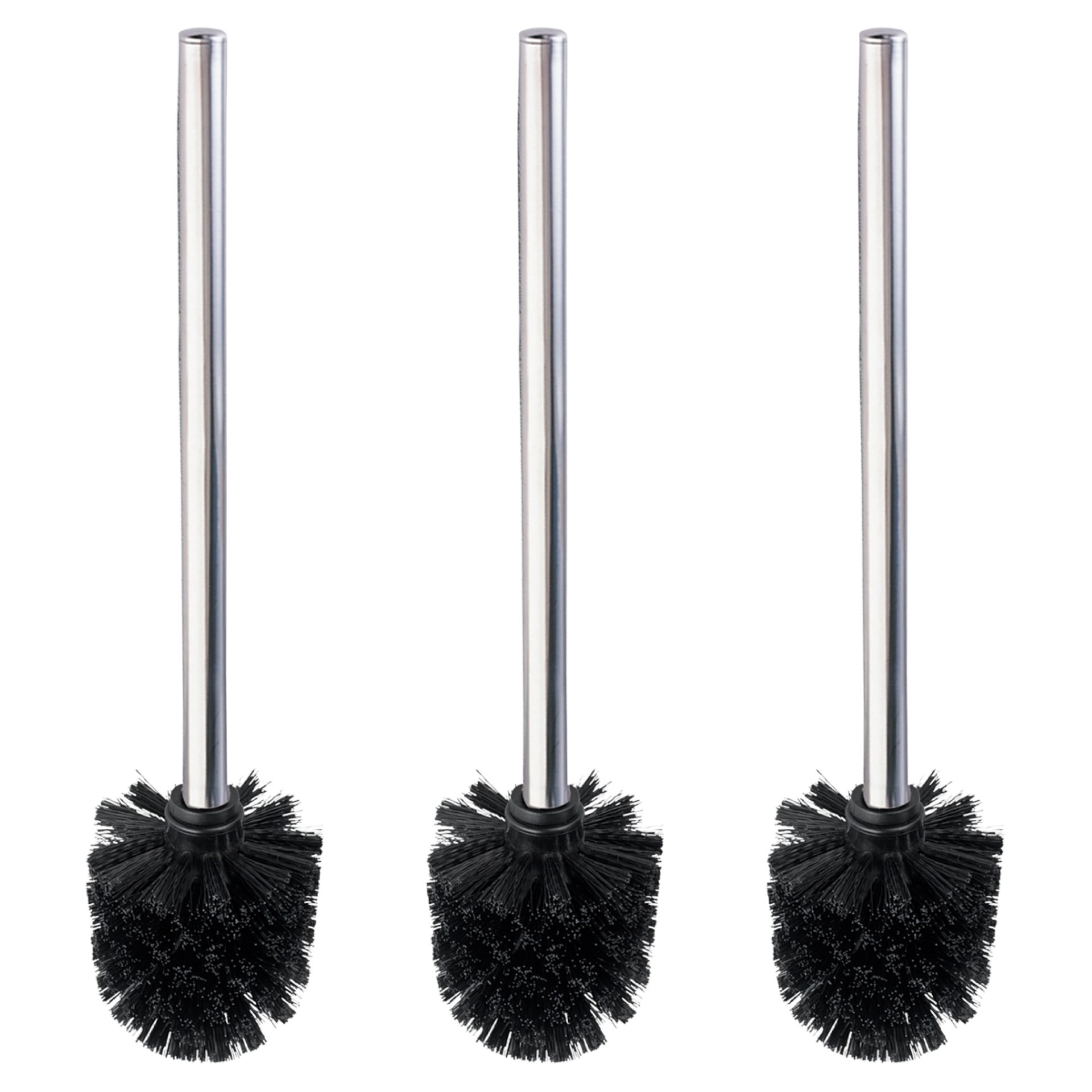 WENKO WC-Bürste Ø 8 x 35 cm, 3er Set, mit Edelstahlstiel Glänzend