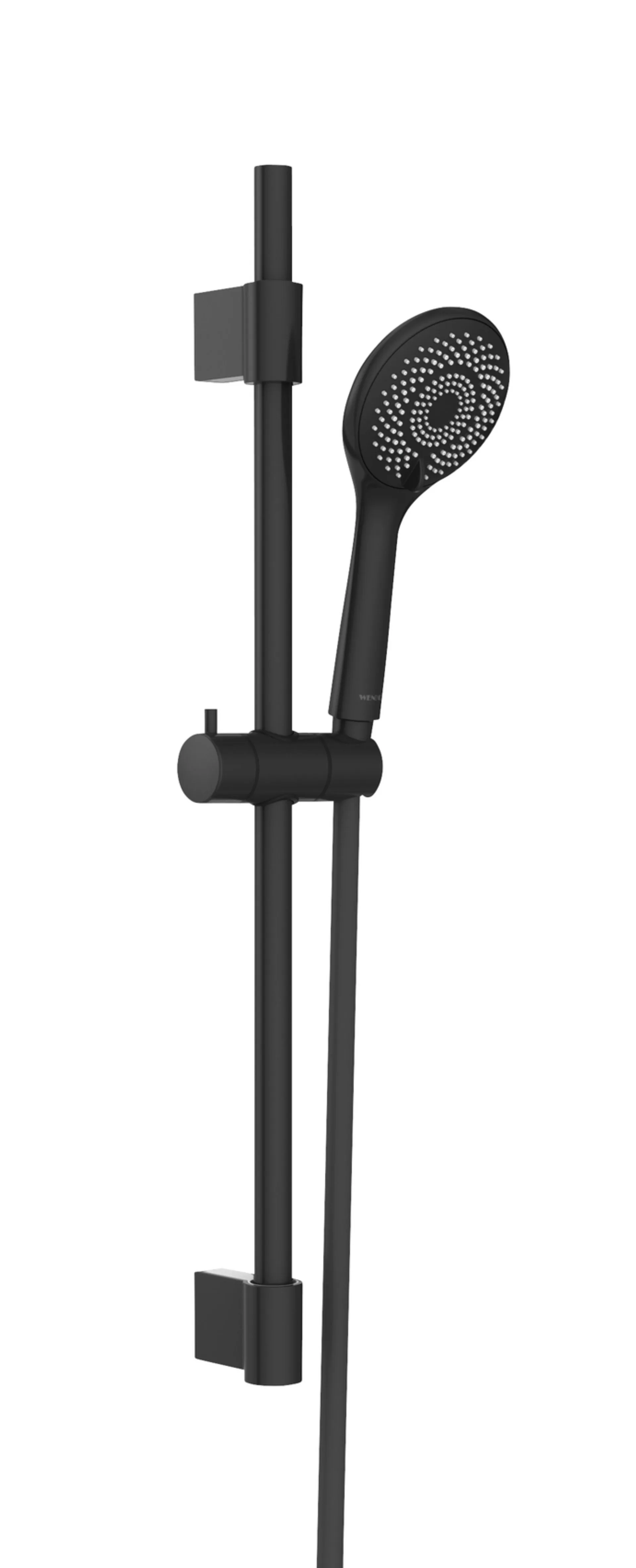 WENKO Stangenbrause Set 70 cm, Schwarz, mit Wassersparsystem, 3 verschiedene Wasserstrahlarten, Edelstahl