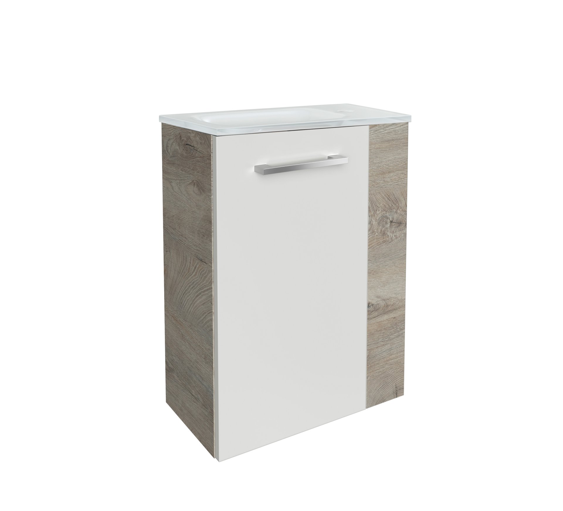 Fackelmann SBC STANFORD Gäste WC Set 2-teilig 45 cm, Braun hell/Weiß, links, Glas Weiß