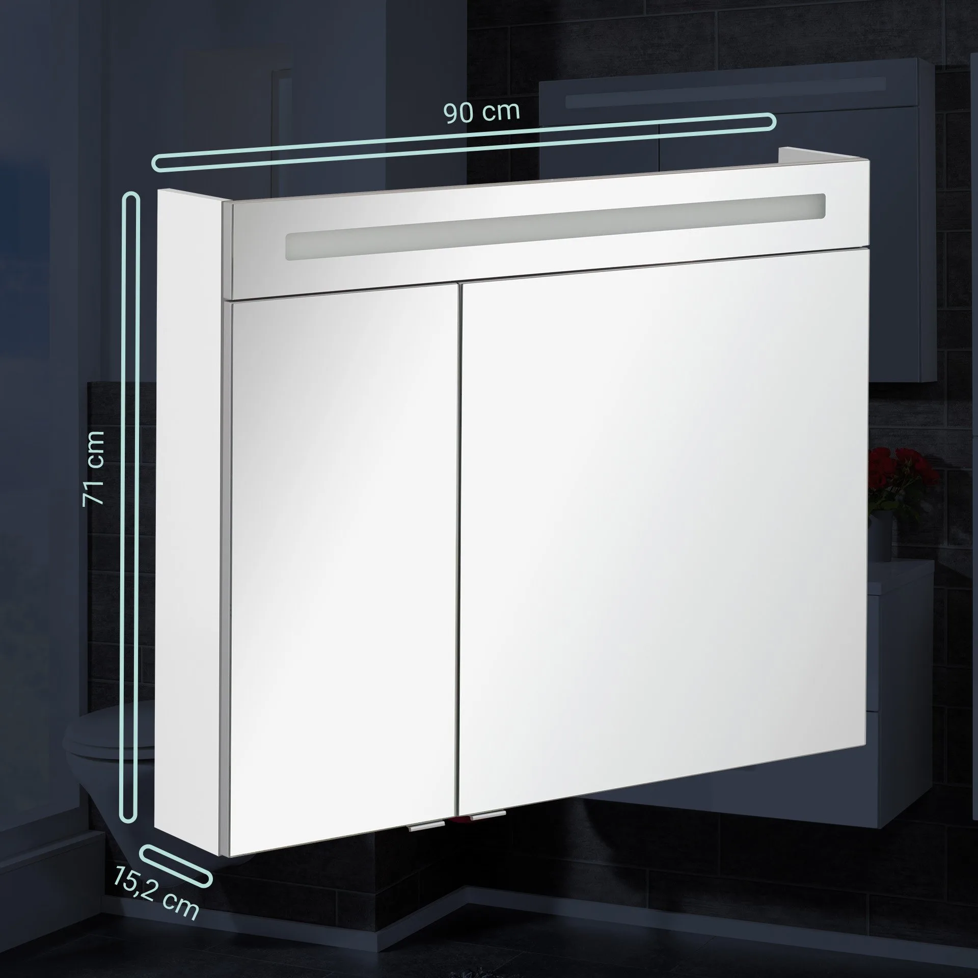 FACKELMANN B.CLEVER LED Spiegelschrank 90 cm breit, Weiß