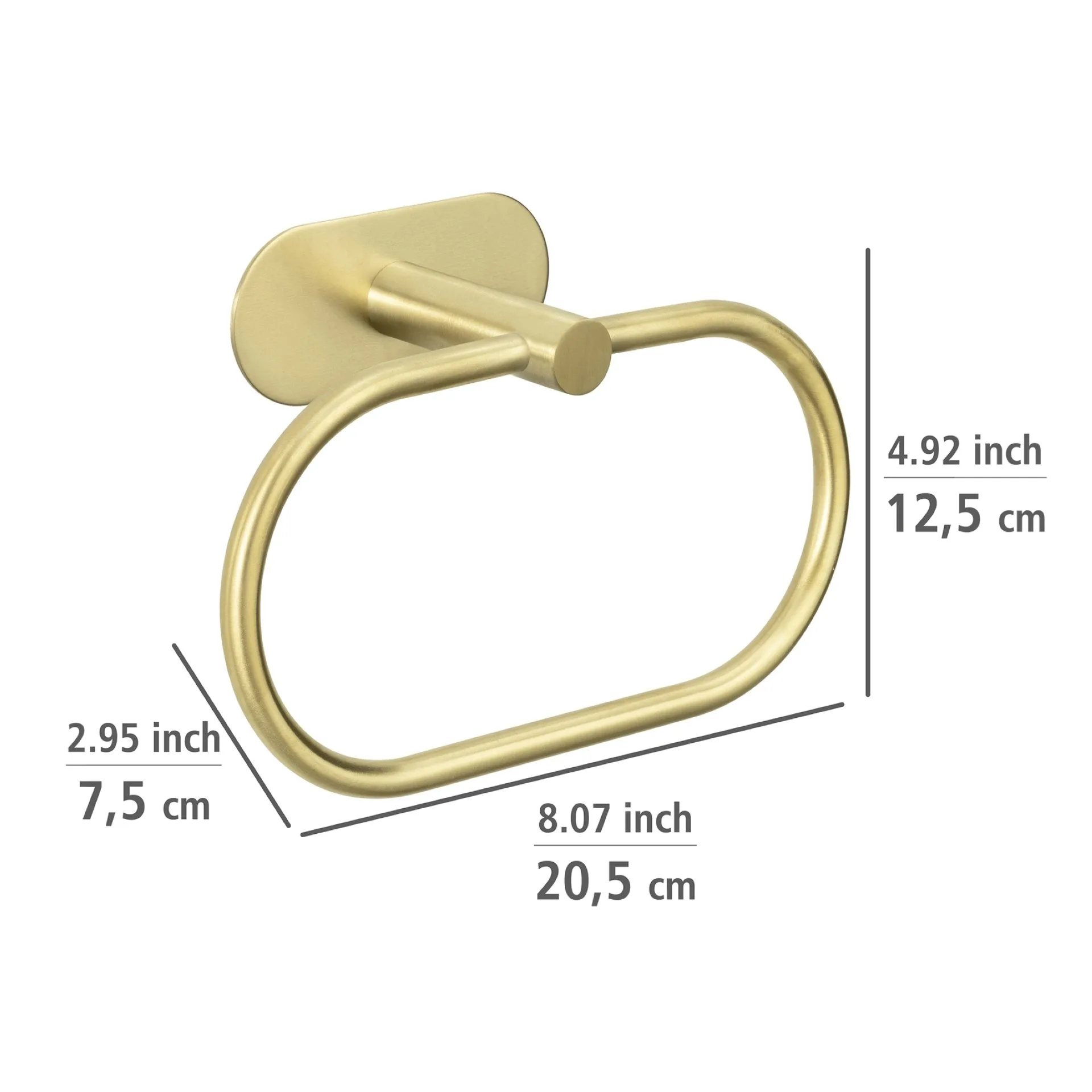 WENKO OREA Handtuchhalter, Gold matt, Befestigen ohne Bohren