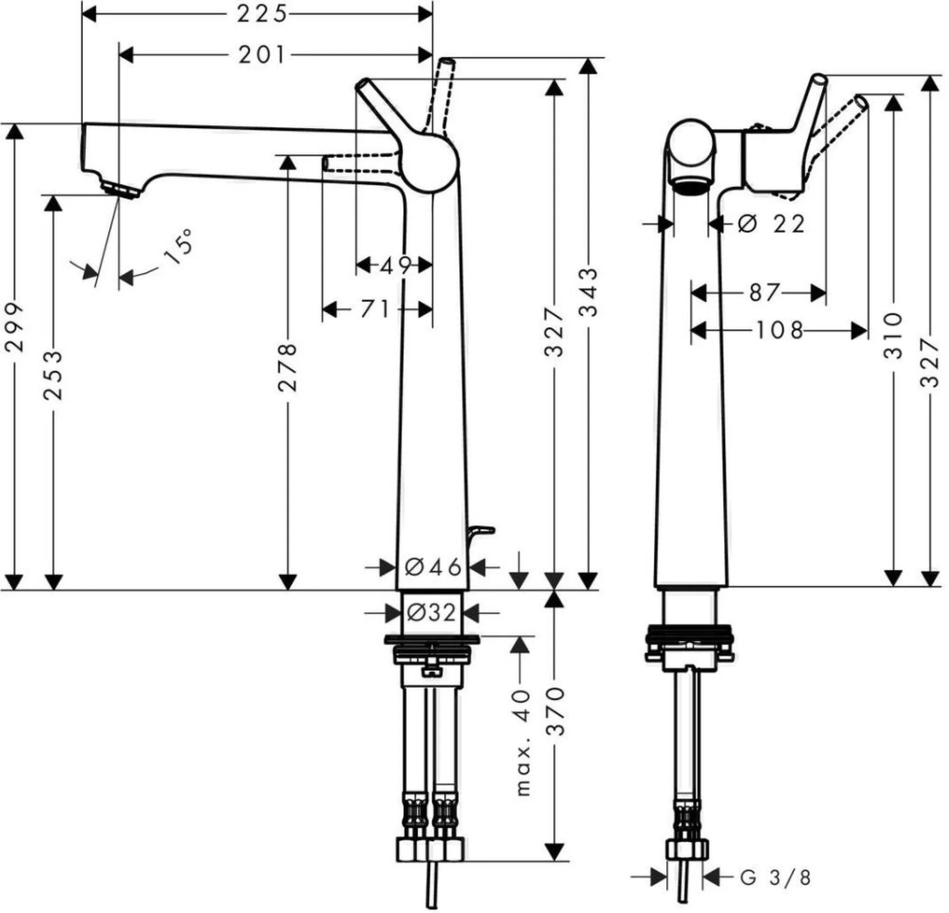 HANSGROHE TALIS S 250 Waschtischarmatur, Chrom