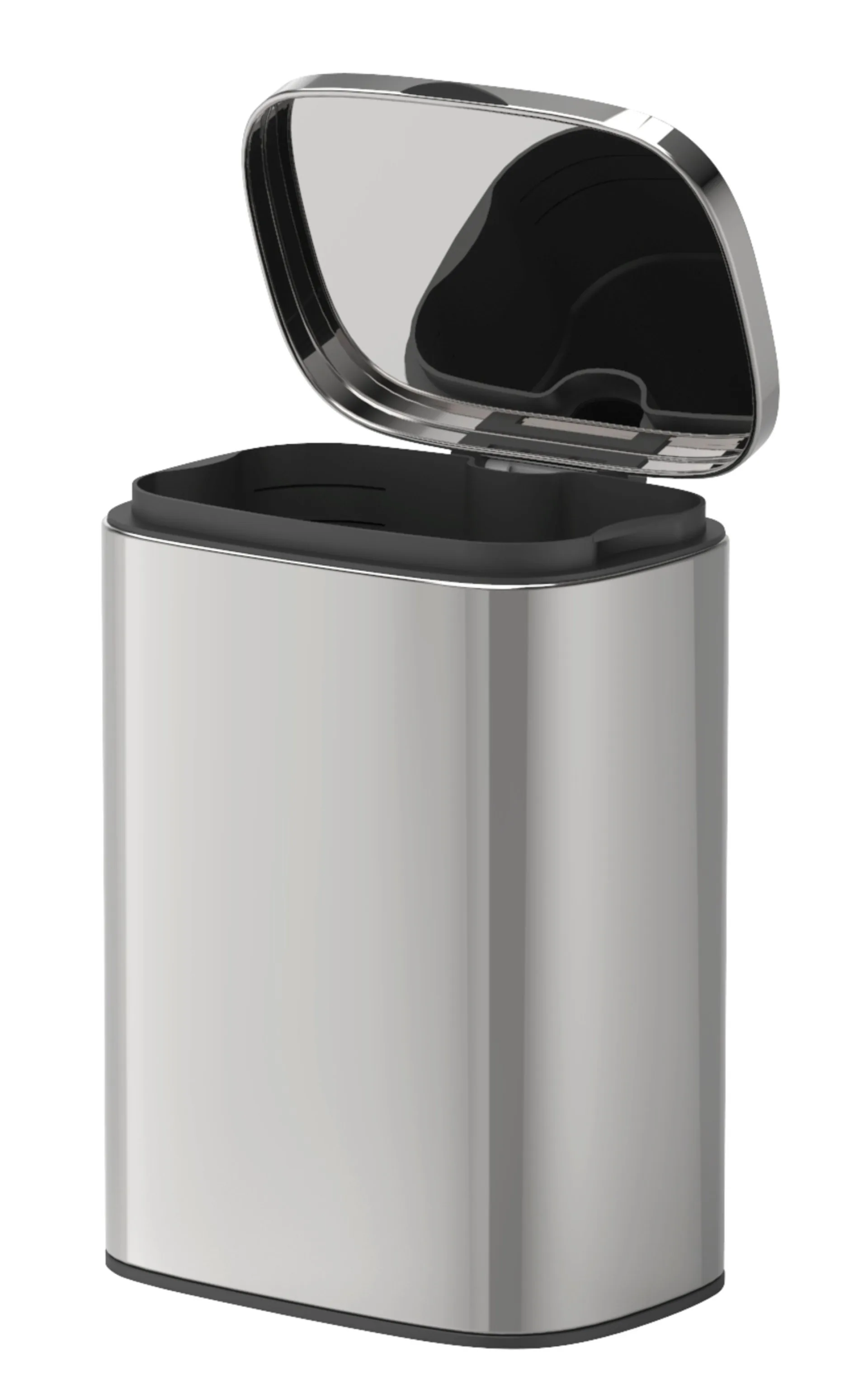 WENKO SARE Kosmetikeimer 5 Liter, Silber glänzend, mit Absenkautomatik, zur Wandmontage