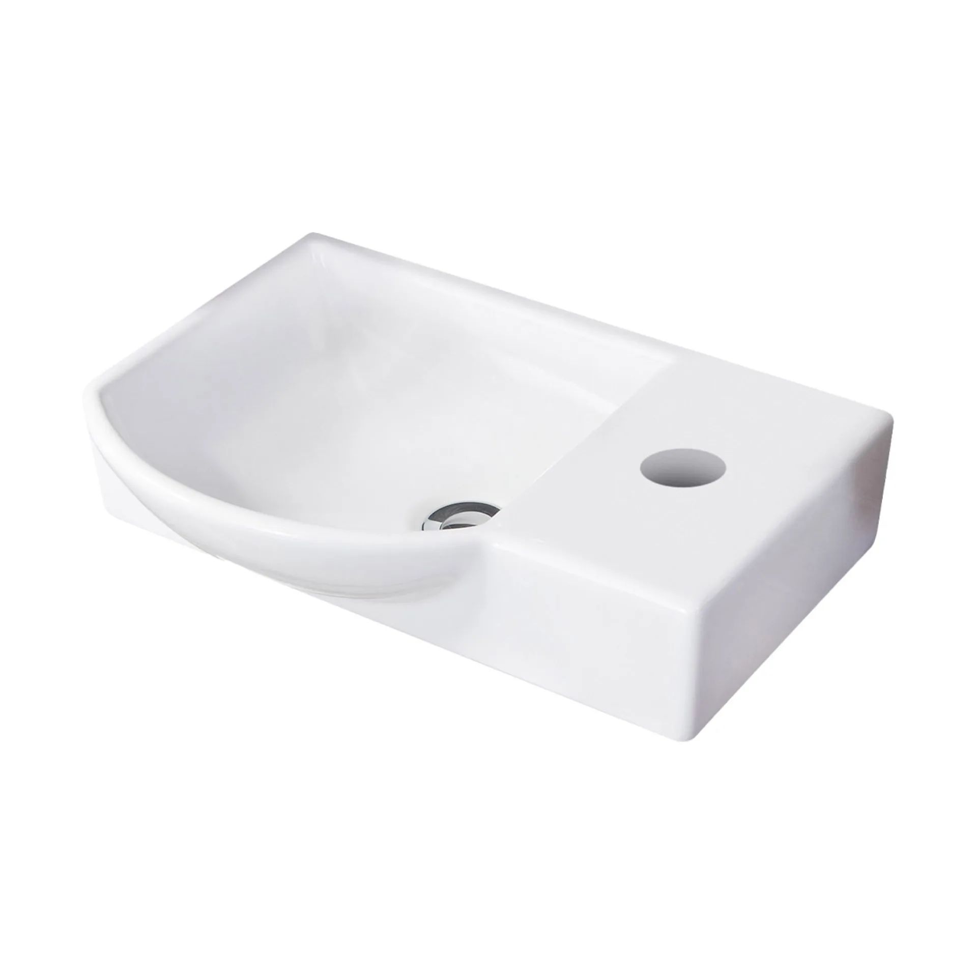 FACKELMANN SBC SCENO Gäste WC Waschtisch Set mit Spiegel 45 cm breit, Weiß, Waschbecken Keramik Weiß, Türanschlag links + Armatur