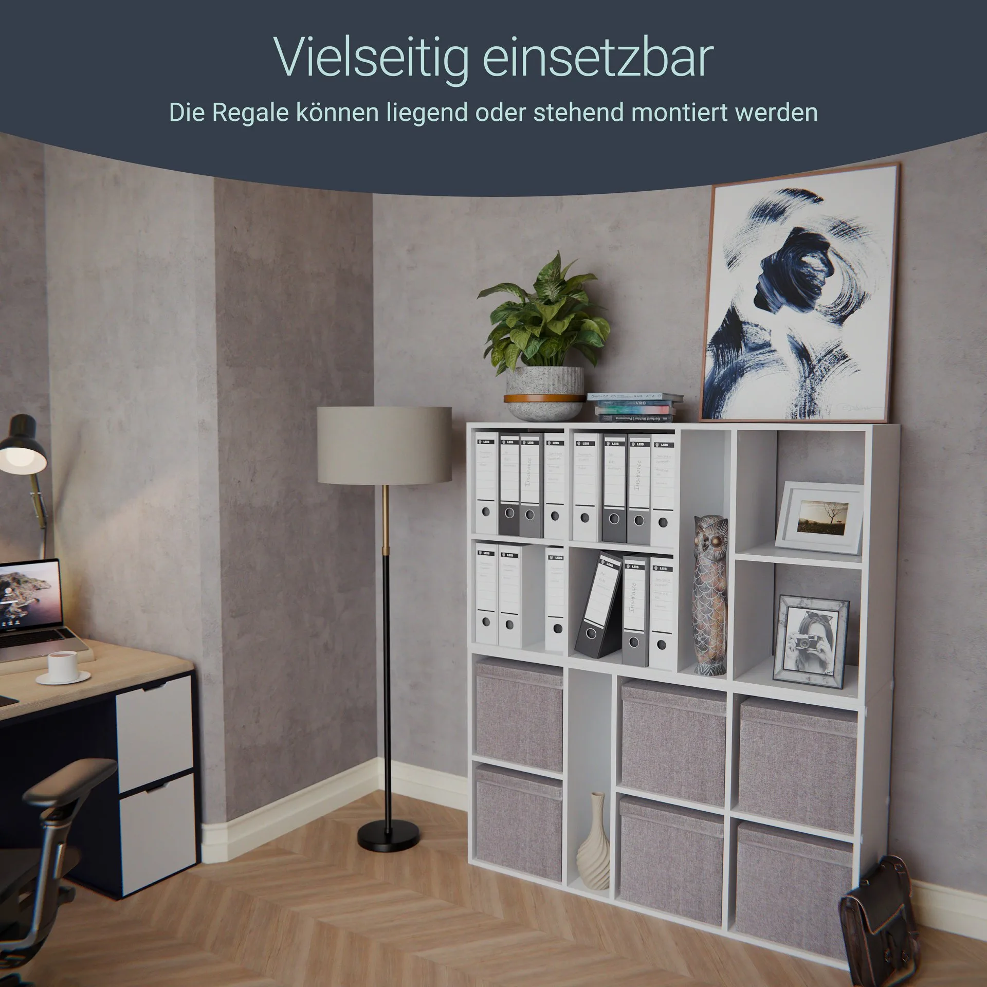 BADEDU WARD Regal 72 cm breit, Weiß, 7 Fächer