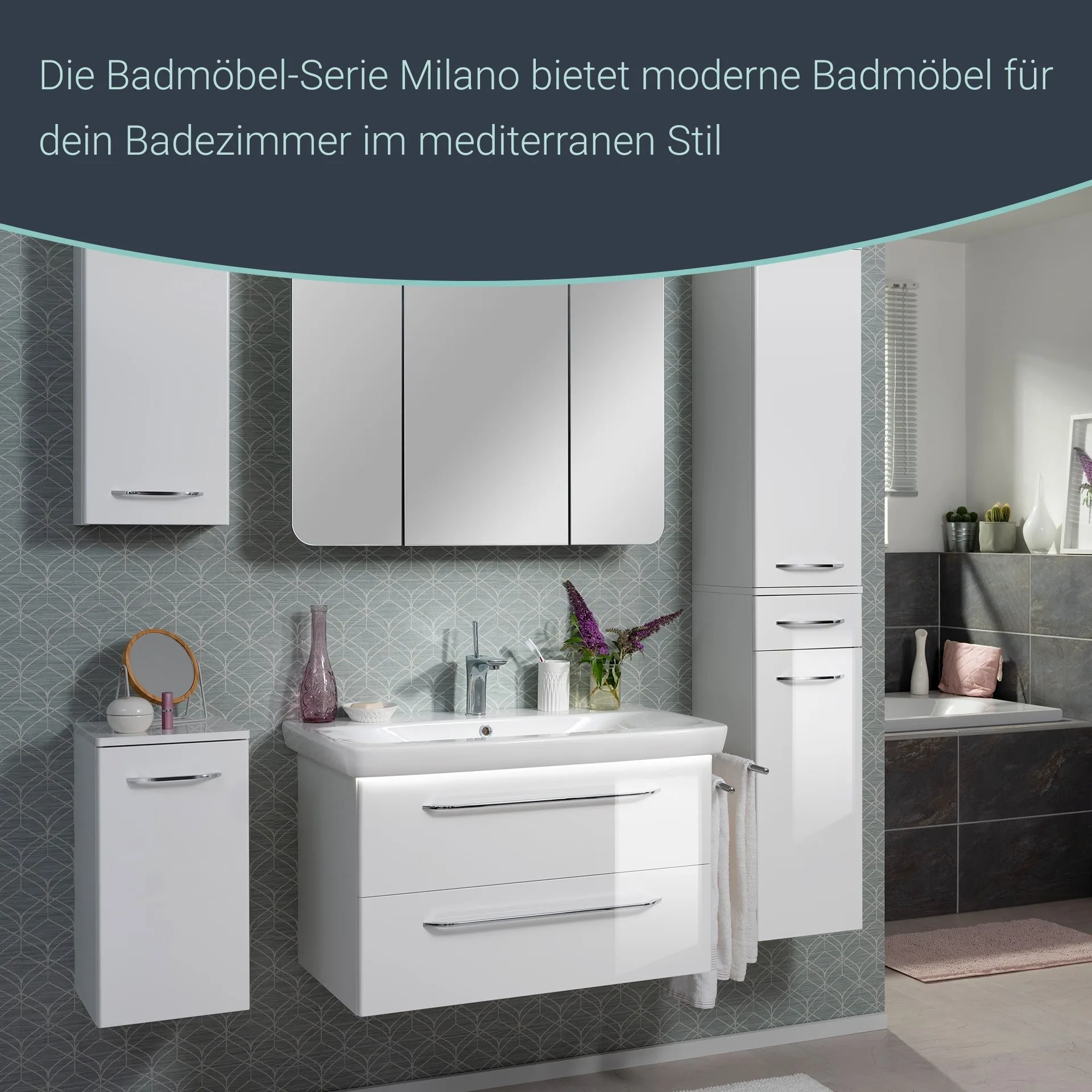 FACKELMANN MILANO LED Spiegelschrank 90 cm breit, Weiß