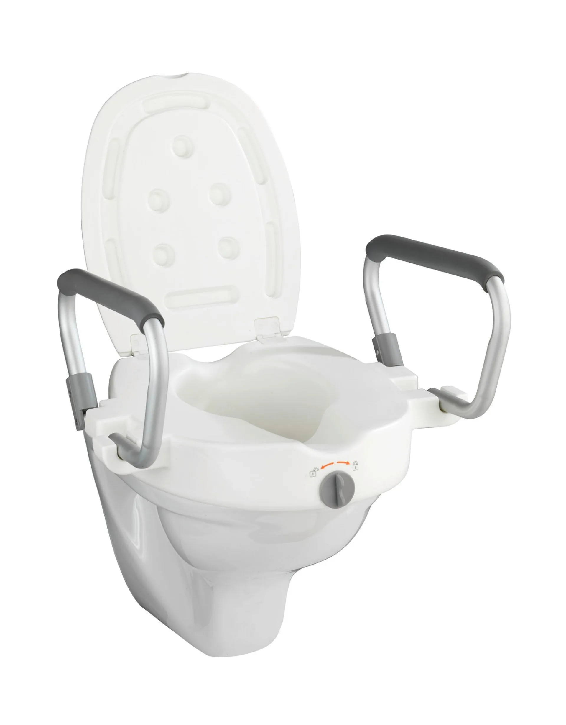 WENKO SECURA WC-Sitz Erhöhung, Weiß, mit Stützgriffen