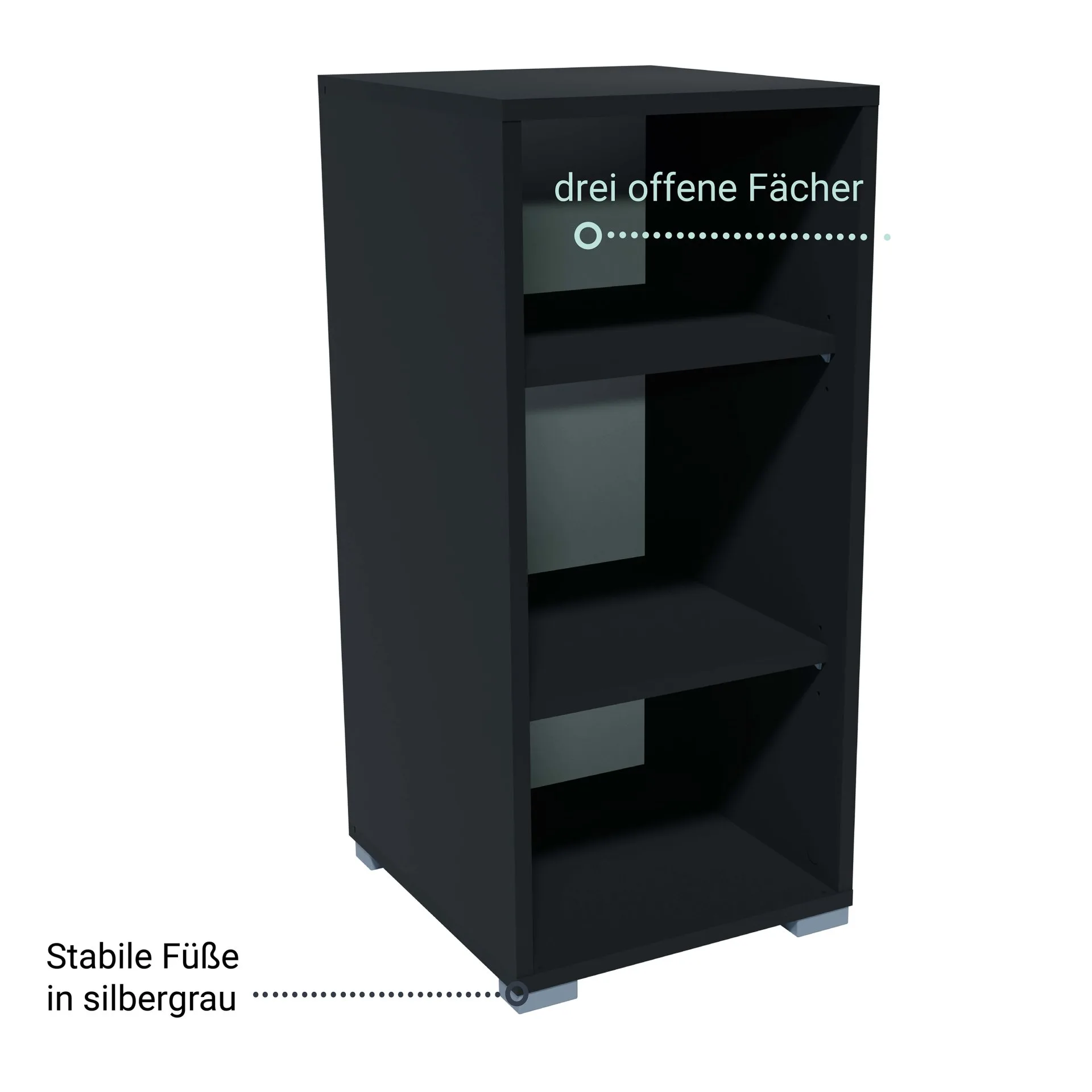 BADEDU VEER Regal 35 cm breit, Anthrazit, 3 Fächer
