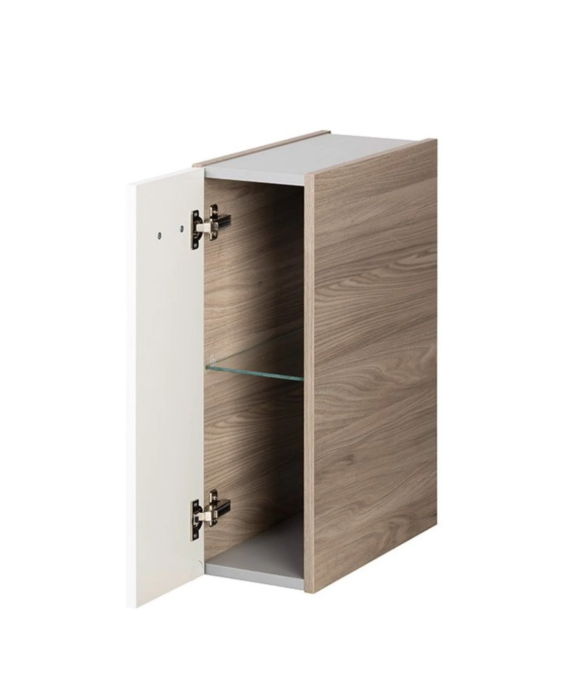 FACKELMANN LUXOR Unterschrank 20 cm breit, Weiß/Braun hell, Türanschlag links