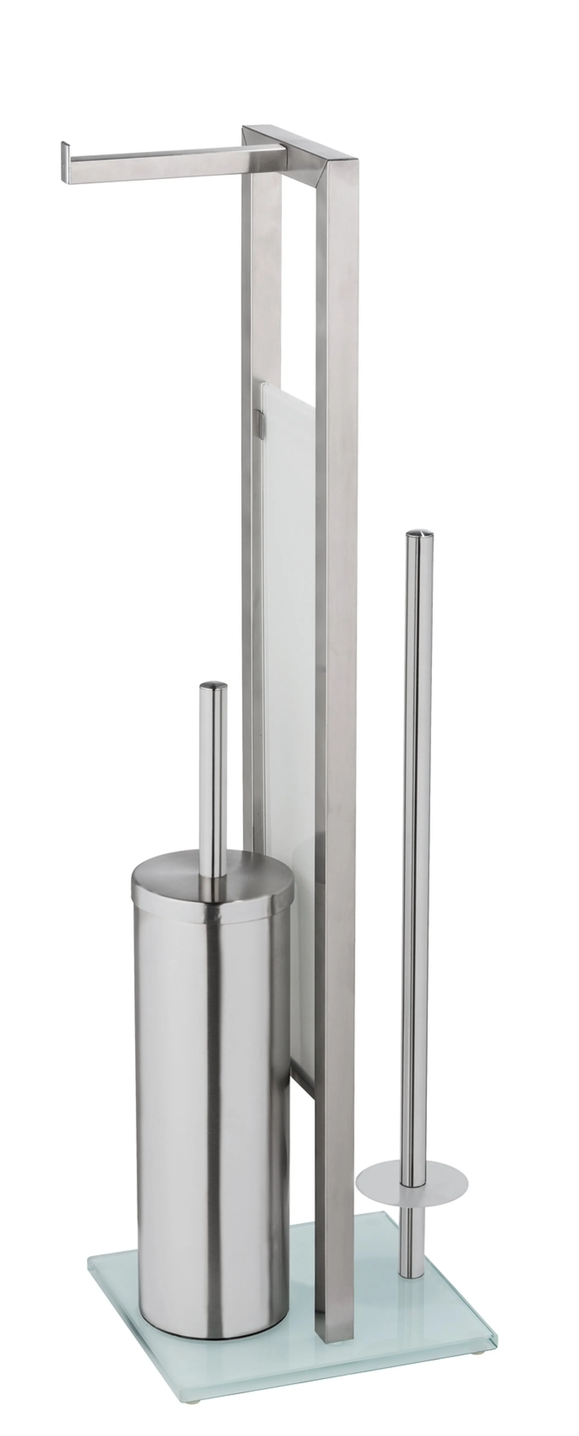 WENKO RIVALTA WC-Garnitur, Silber, mit Toilettenpapierhalter und Bevorrater, stehend