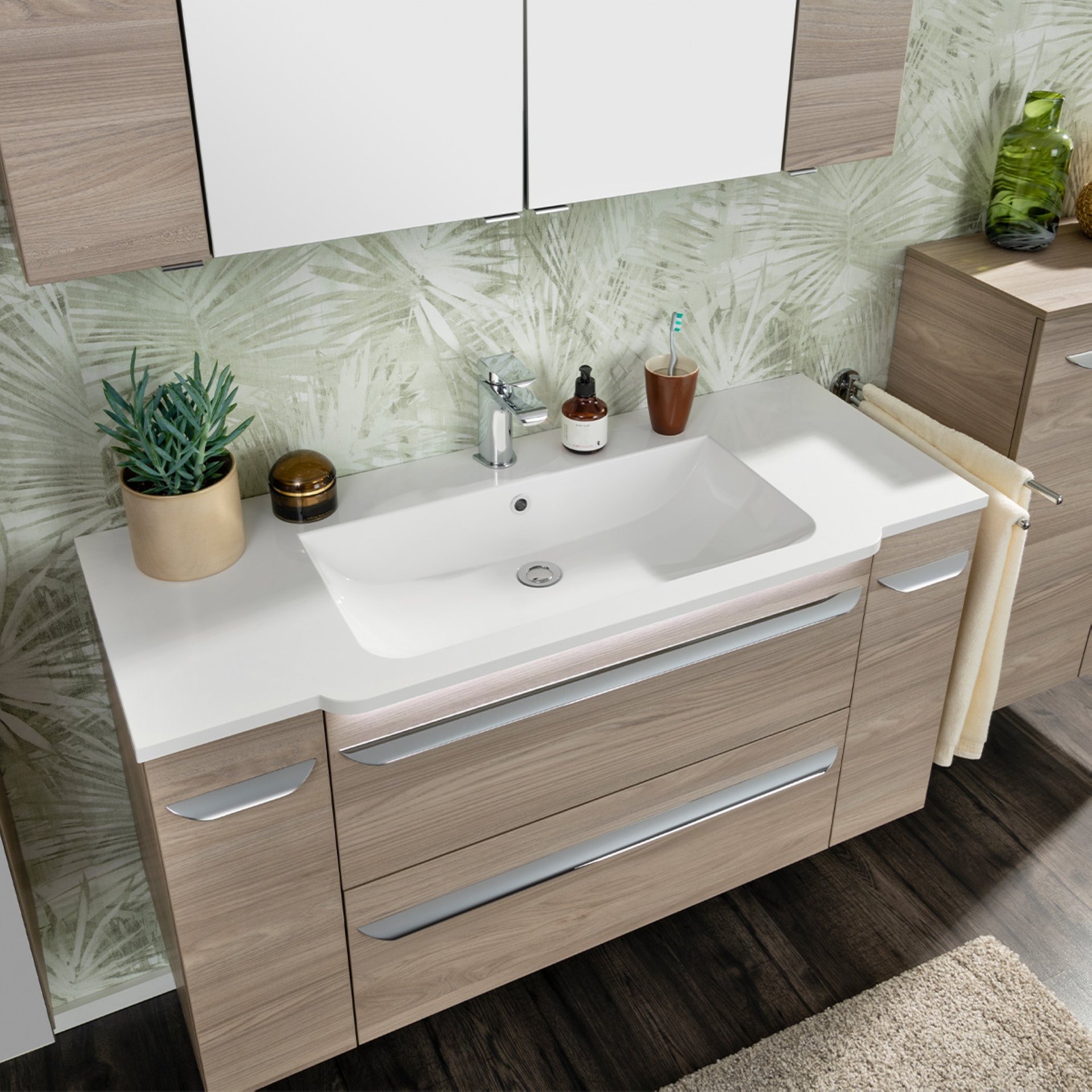 Fackelmann LUXOR Waschbecken 120 cm aus Gussmarmor, Weiß