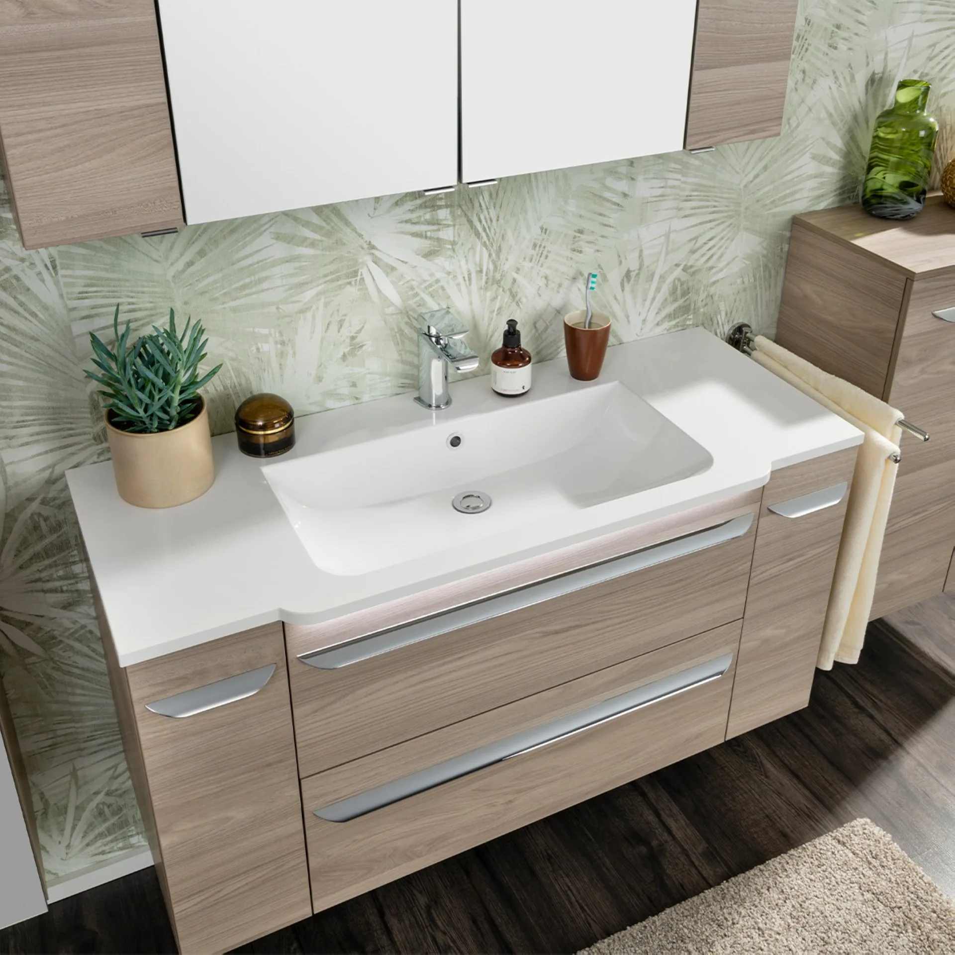 FACKELMANN LUXOR Waschbecken 120 cm breit, Weiß, Gussmarmor