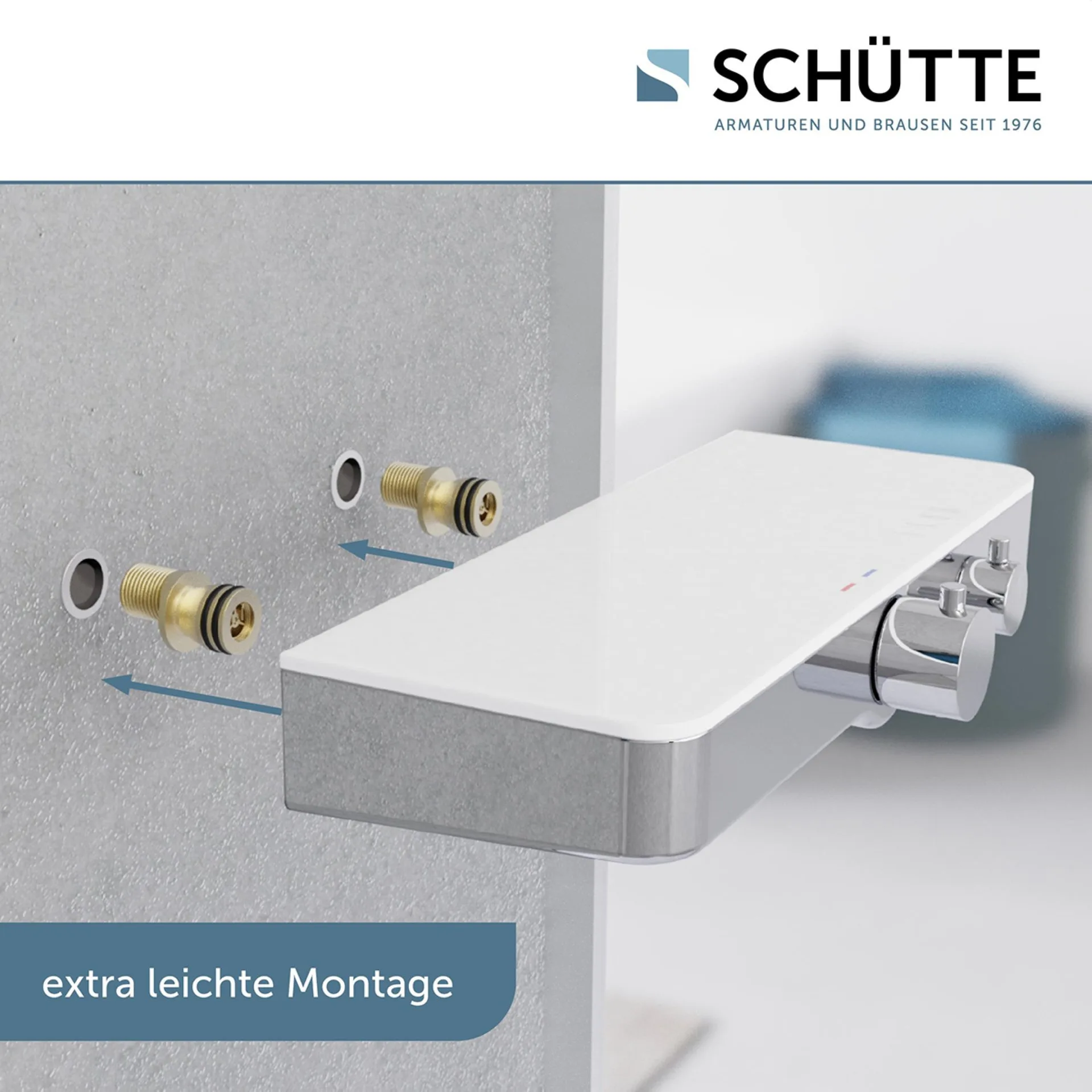 Schütte OCEAN Thermostat Duscharmatur, Chrom/Weiß, mit Ablage