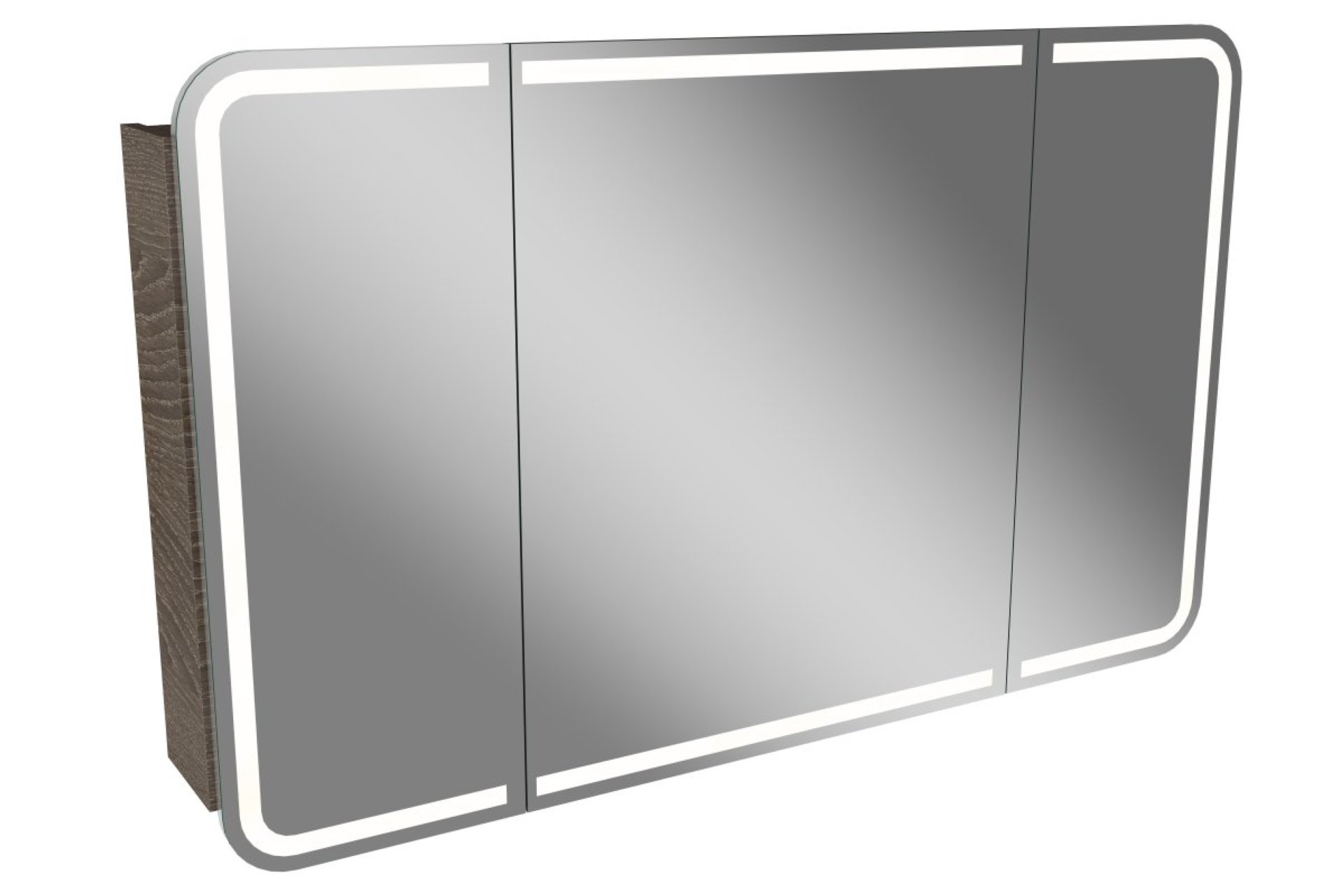 Lanzet M9 Spiegelschrank 120 cm mit umlaufender LED-Beleuchtung, Dunkelbraun