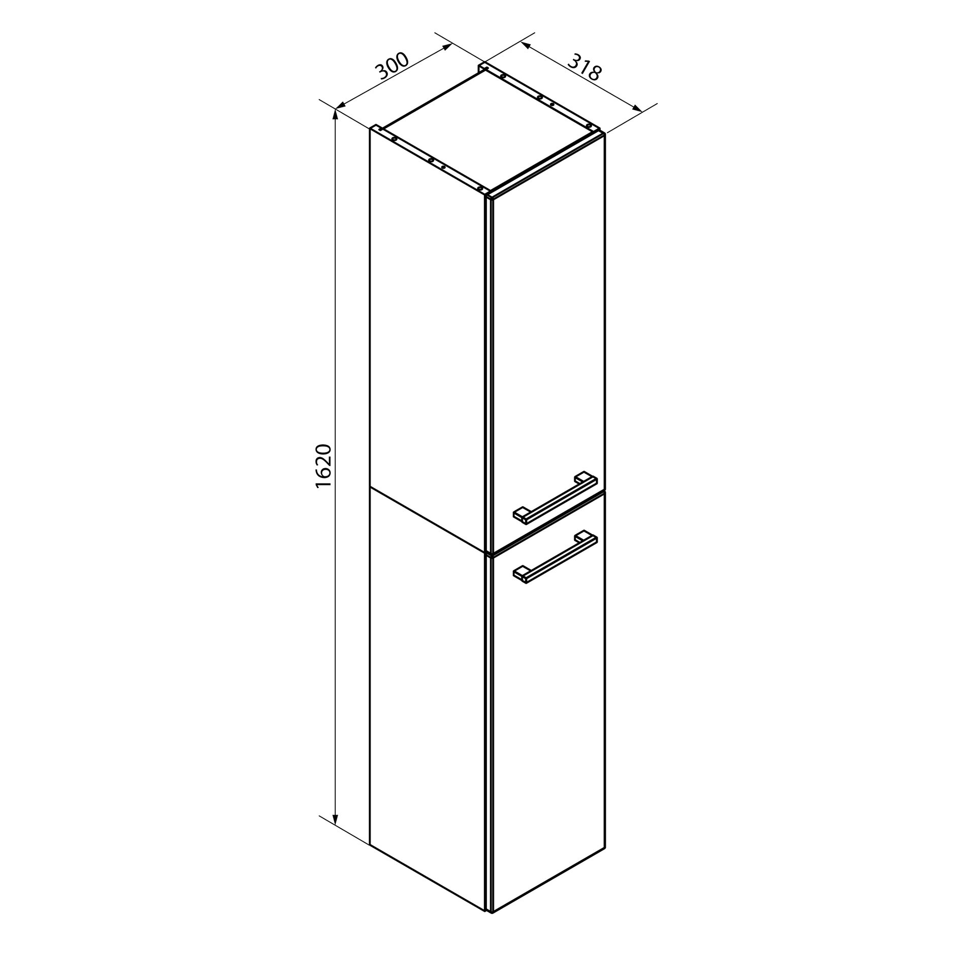 FACKELMANN B.ROUND Hochschrank 30 cm breit, Braun, Türanschlag links
