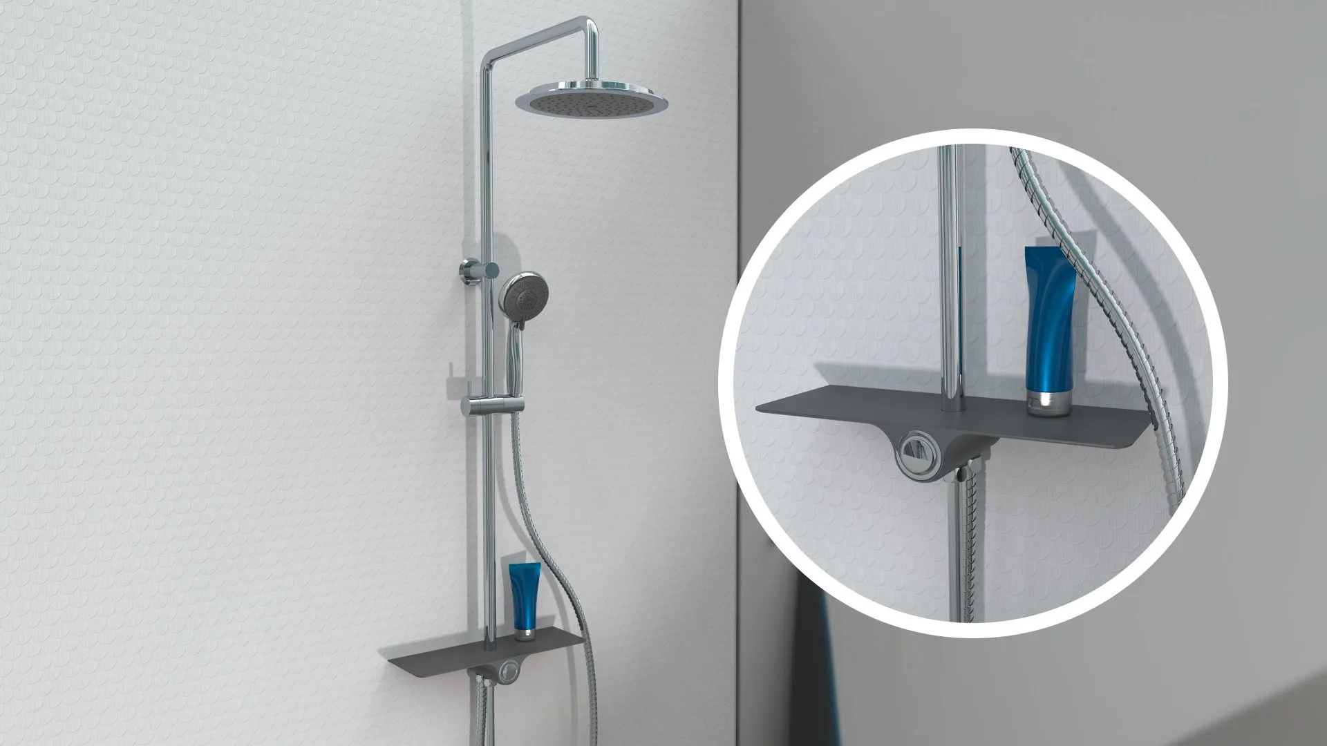 SCHÜTTE AQUASTAR Überkopf-Brauseset, Chrom/Anthrazit, mit Ablage