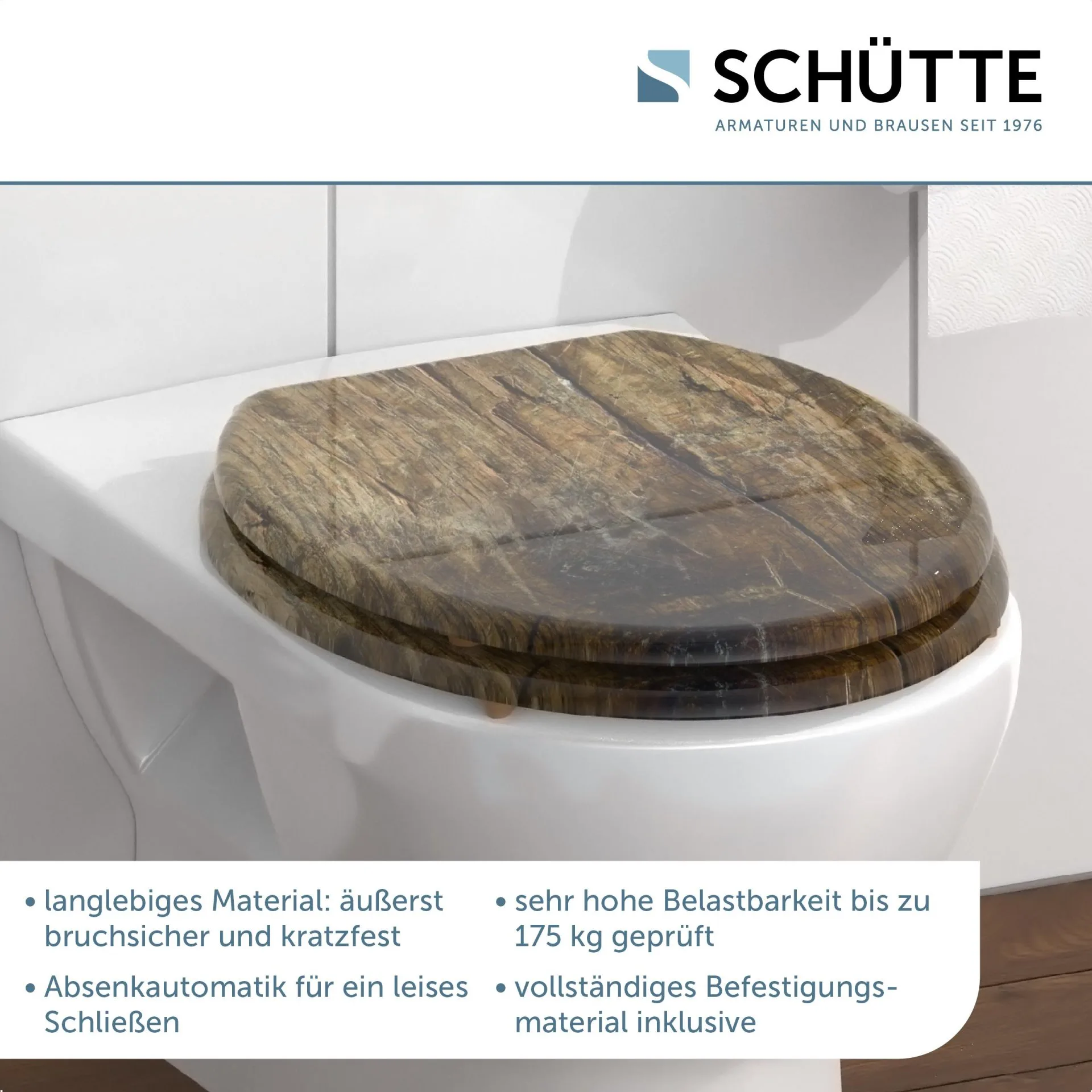 SCHÜTTE SOLID WOOD WC-Sitz, Braun, MDF, mit Absenkautomatik